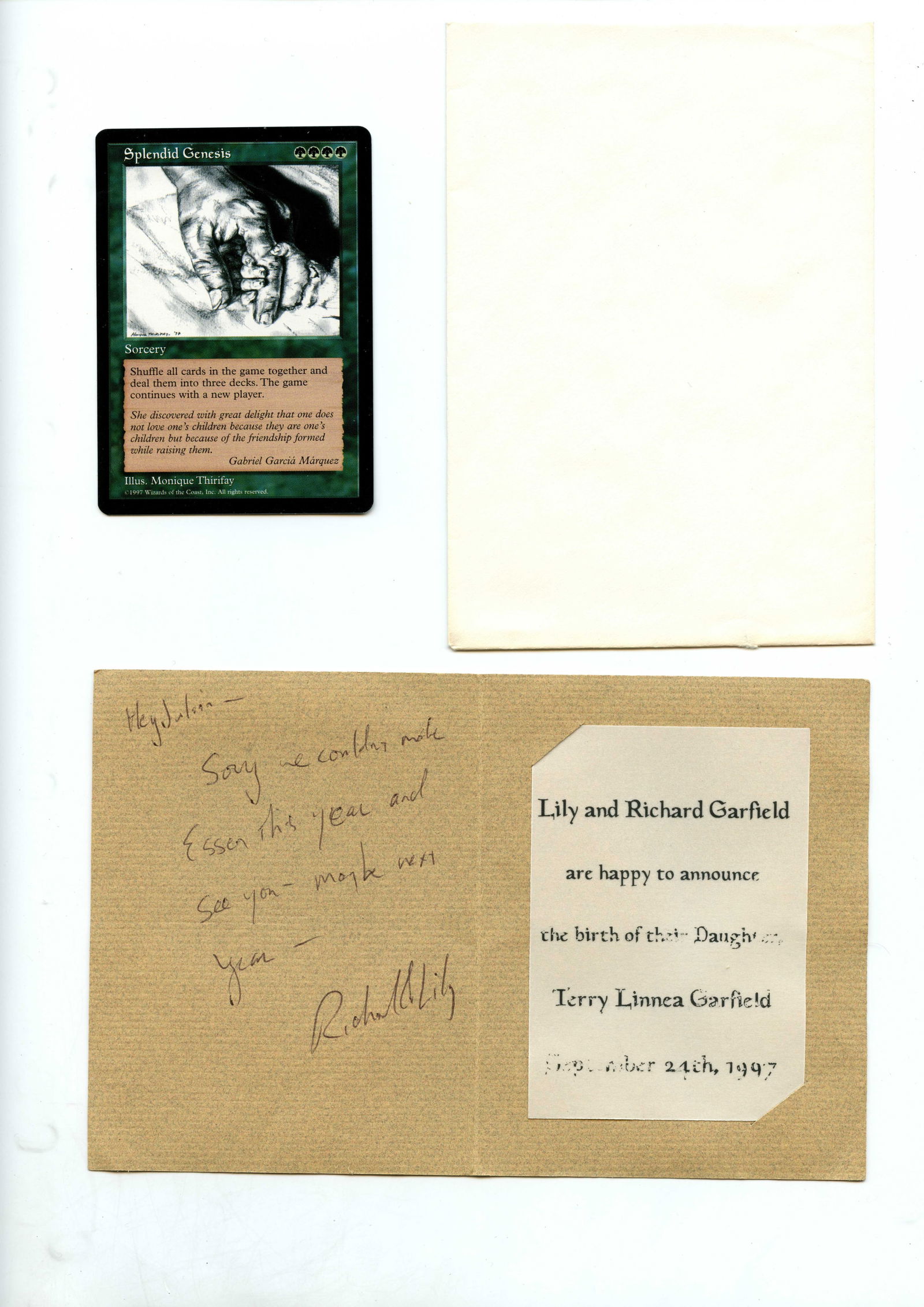 Magic the Gathering - Splendid Genesis - Promo - Moderately Played + Signed letter from Magic (1 of 4)