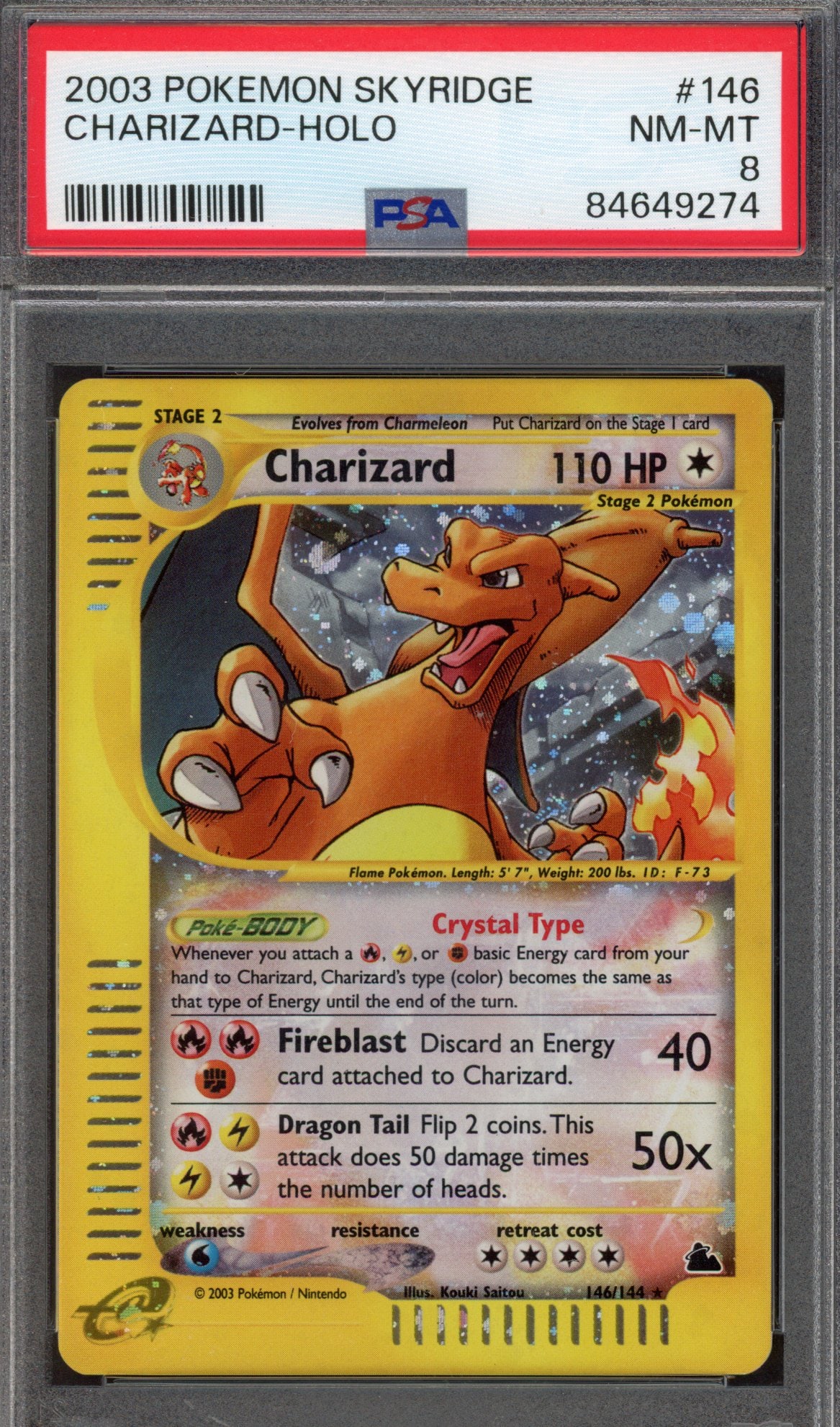 Pokémon TCG - PSA 8 'Crystal' Charizard - Holo #146 - Skyridge (1 of 2)