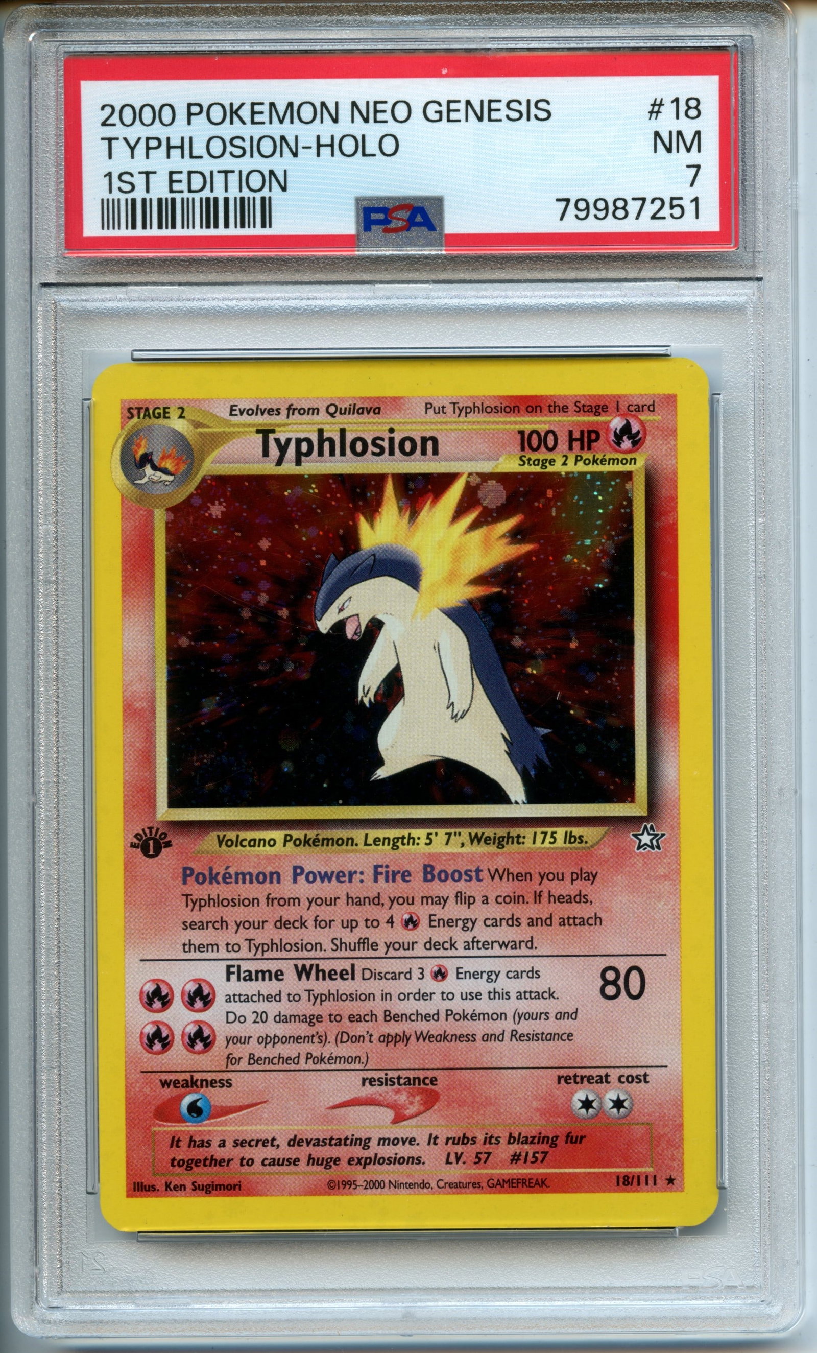 Pokemon TCG - Typhlosion HOLO - 1st Edition Neo Genesis - PSA 7: This lot contains 1x copy of the card listed in the title, in the condition specified