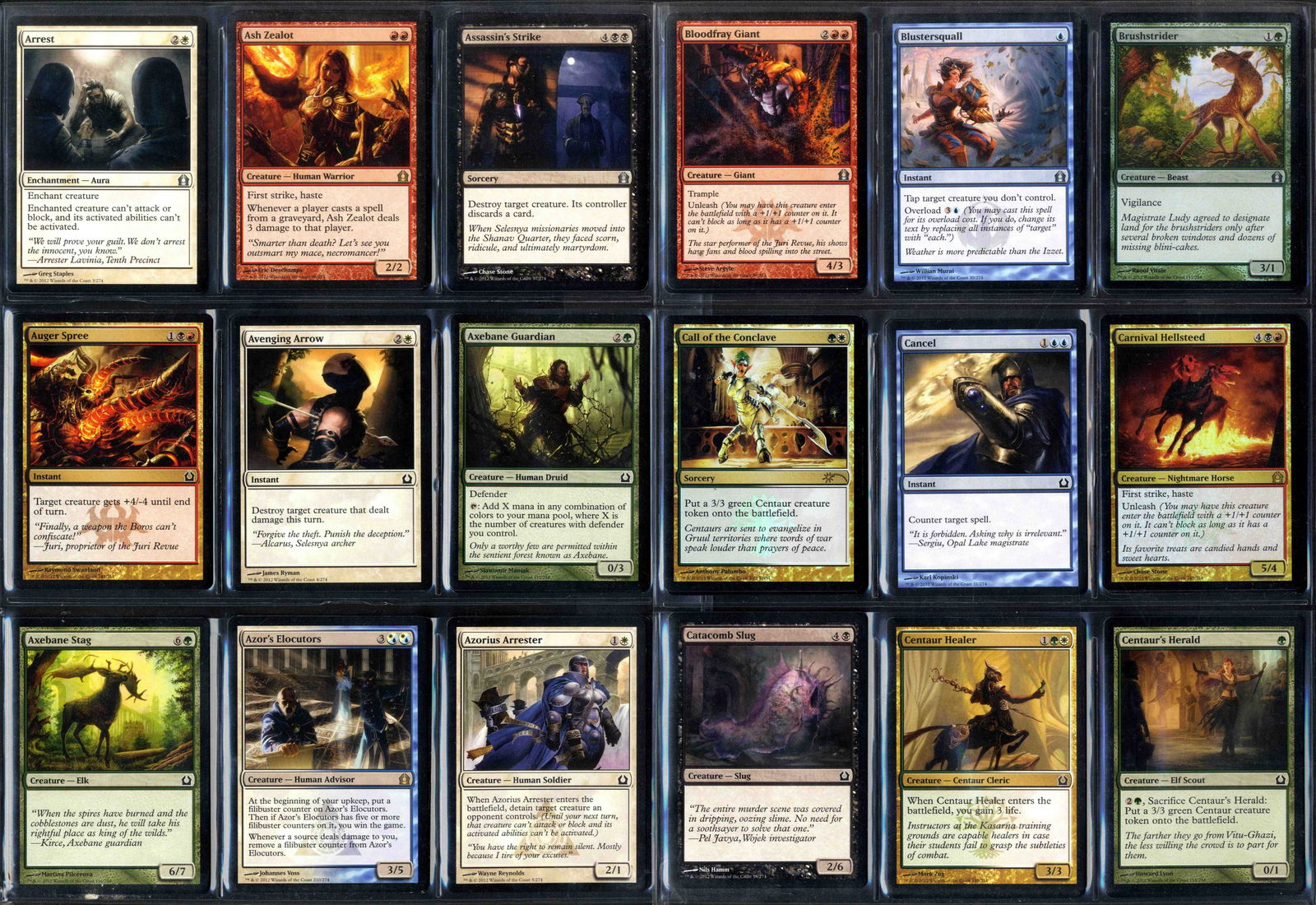Return to Ravnica / Gatecrash / Dragons Maze?: This lot contains partially complete sets of the three expansions from the RTR block.?Each set contains tons of cards and foils with the highlights being: Chromatic Lantern, Grave Betrayal, Jarads Ord