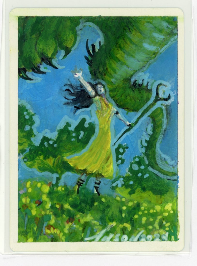 Creature Bond Artist Proof with Original Sketch - Anson Maddocks: This Creature Bond (Revised) Artist Proof is signed on the front by the original artist Anson Maddocks. The blank back of the card features an incredible original painting of the same figure from the