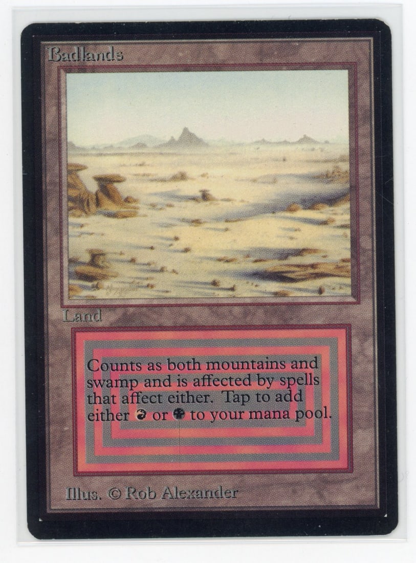 Badlands - Beta (GD/EX): Badlands from Beta, in Good/Excellent condition.This is a great example of a well preserved Beta dual land that looks fantastic.The black border has only typical wear concentrated in the top edge that