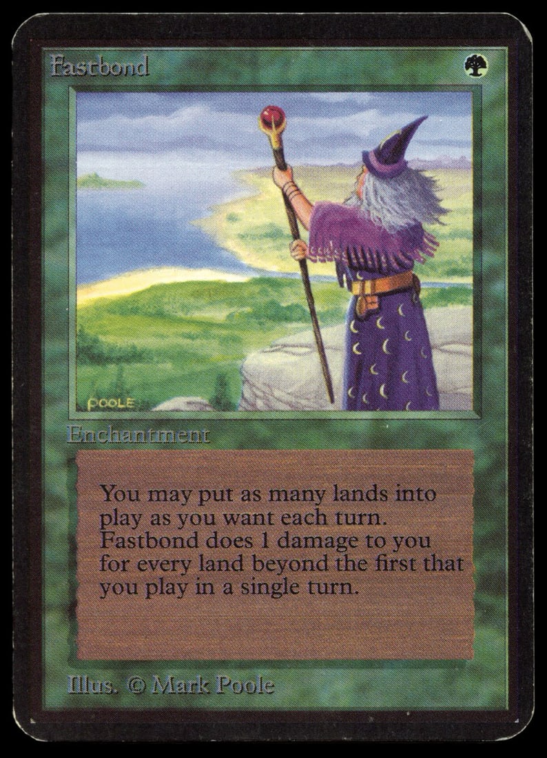 Fastbond - Alpha (GD): Fastbond from the Alpha set in Good (GD) condition. Slightly roughed corners and minor border wear, but otherwise a lovely example of an extremely rare card.