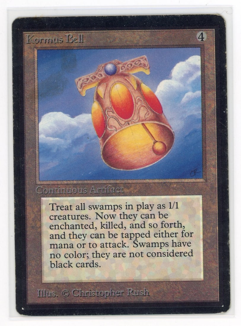 Kormus Bell - Beta (LP+): Kormus Bell from Beta, in Light Play condition.This Kormus Bell has seen much play over the years. Typical border wear is present with some surface dings and scratches also visible. A light warping of