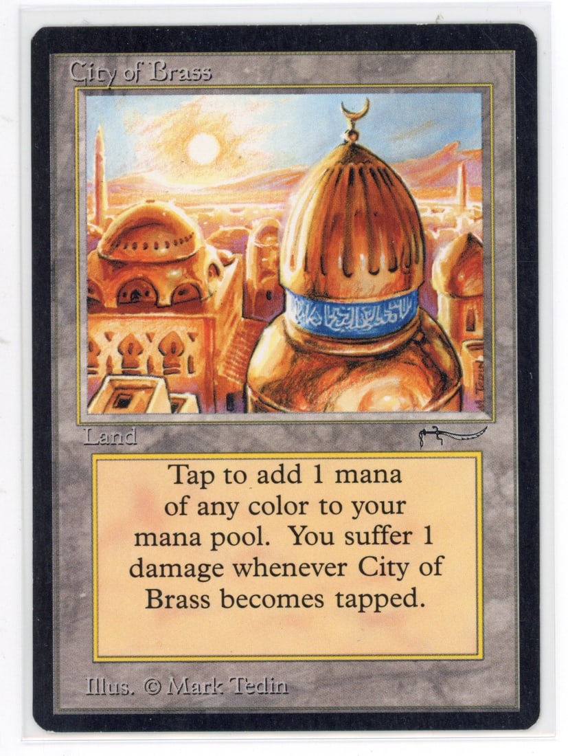 City of Brass - Arabian Nights (EX): City of Brass from Arabian Nights, in Excellent condition.This powerful and iconic card looks incredible for its age. Only very light border wear and surface marks can be seen on close inspection.