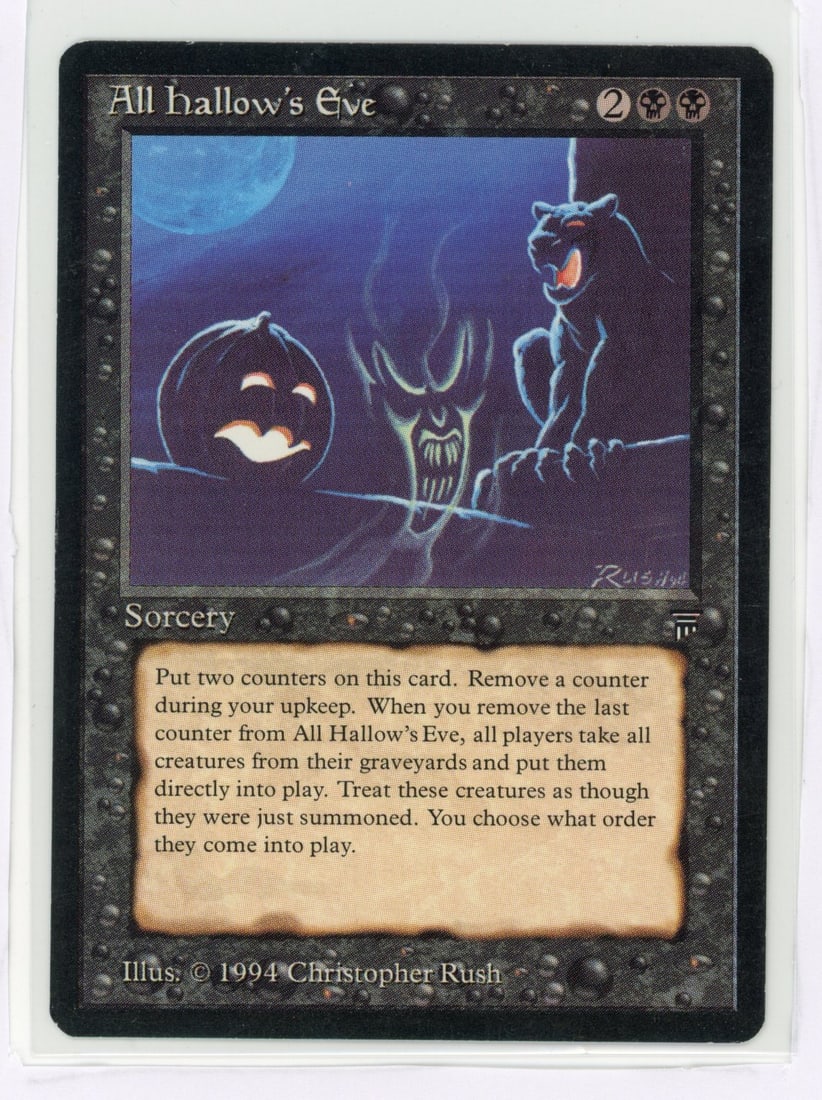 All Hallow's Eve - Legends (EX): All Hallow's Eve from Legends, in Good+ condition.This copy of All Hallow's Eve looks great. Only very light wear can be seen, alongside a light bend in the centre of the card that is only visible und