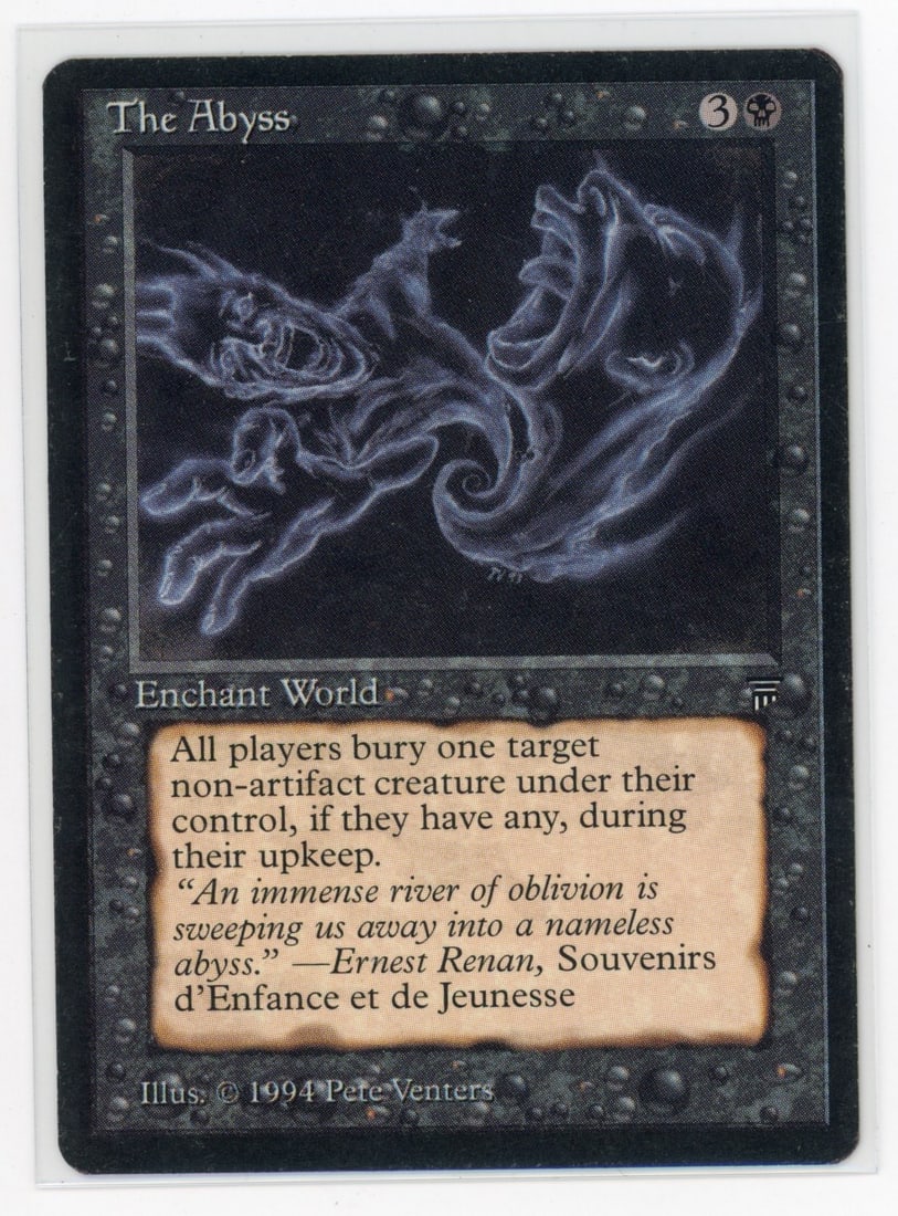 The Abyss - Legends (inked, PO): This copy of The Abyss from Legends looks on first appearance to be around the Good grade, however light inking is present on all four corners which reduces the grade to Poor by Magic Cardmarket stand