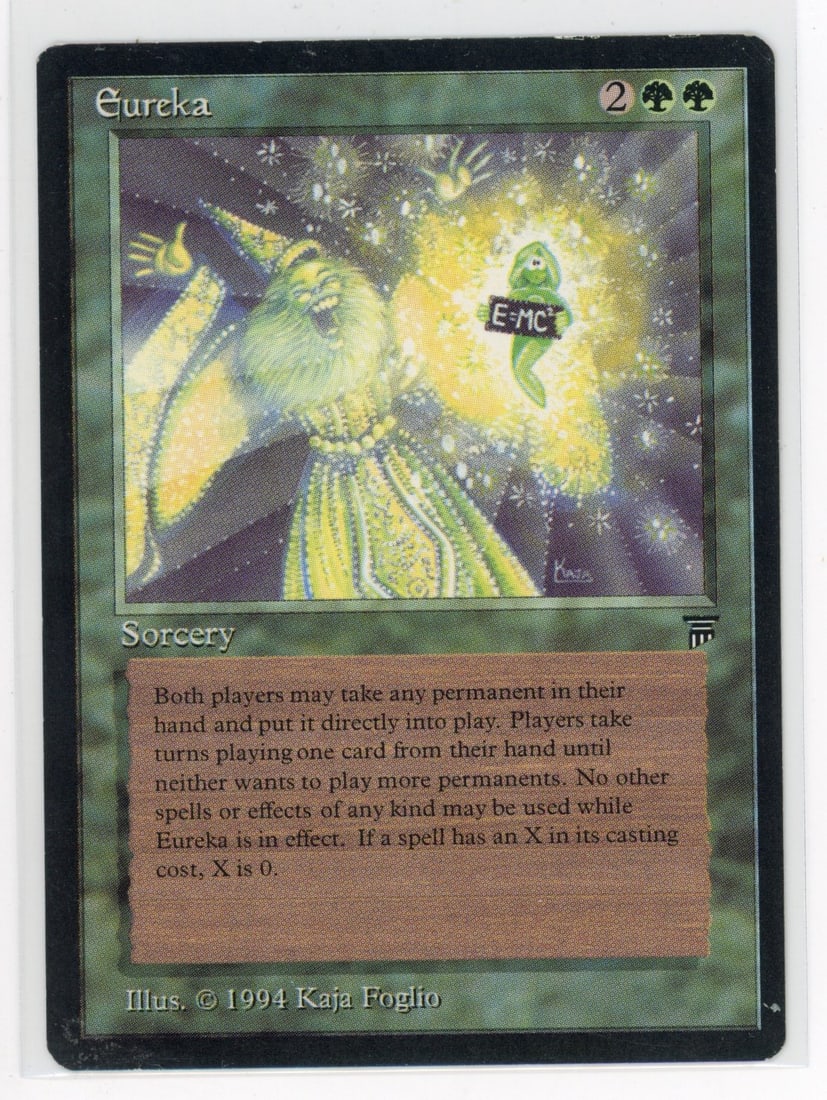 Eureka - Legends (GD+): Eureka from Legends, in Good+ condition.Only minor border wear concentrated on the top of the card reduces the grade. The impressive overall condition makes this better than other Good examples.