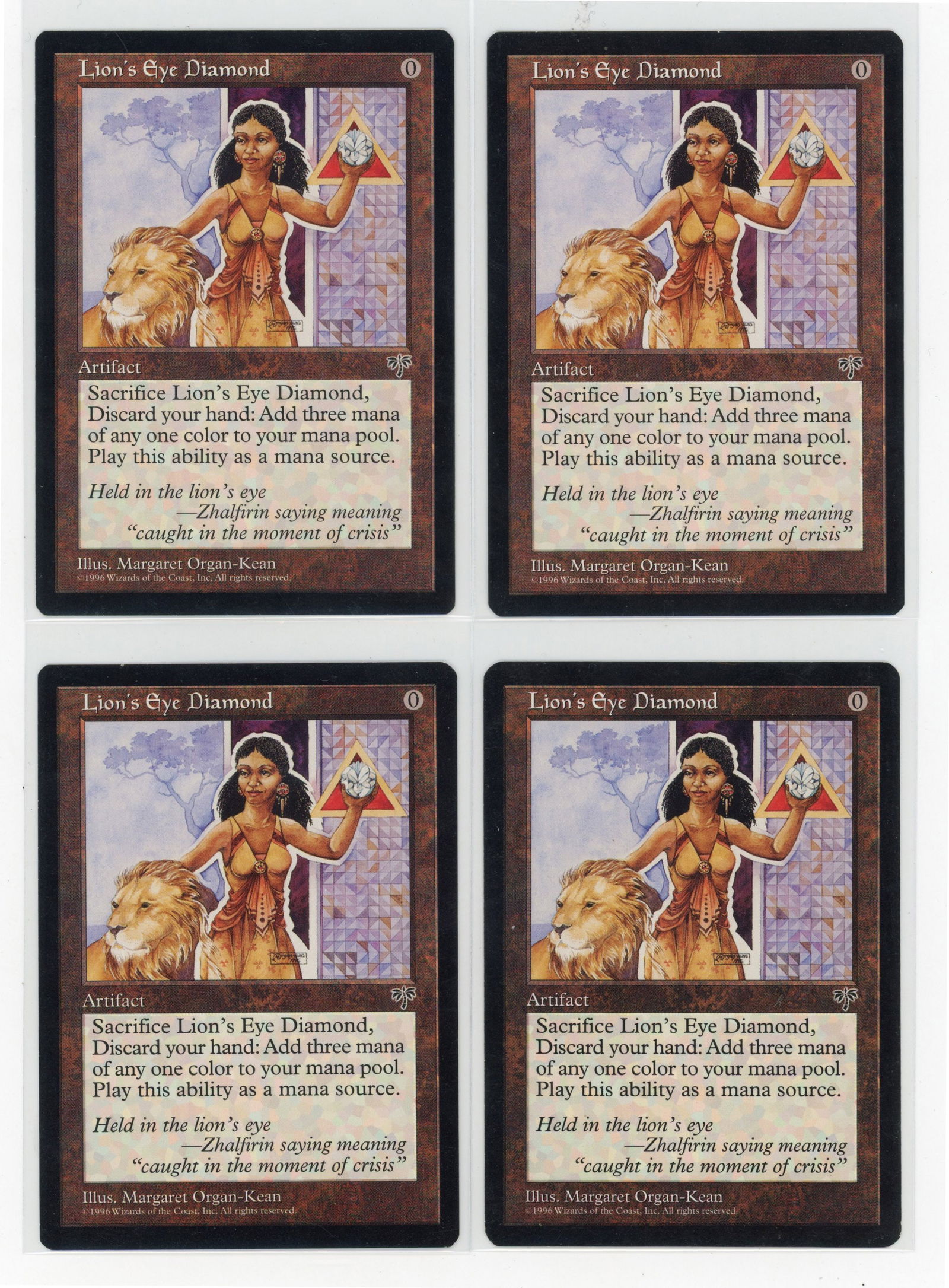 Playset of Lion's Eye Diamond - Mirage (EX): This lot features x4 copies of Lion's Eye Diamond from Mirage, in Excellent condition.