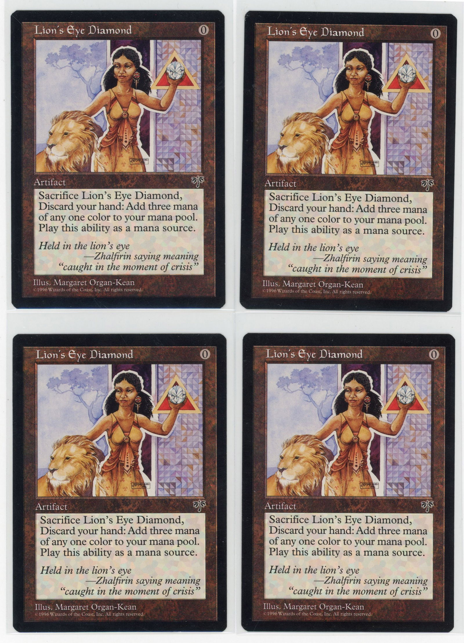 Playset of Lion's Eye Diamond - Mirage (NM): This lot features x4 copies of Lion's Eye Diamond from Mirage, in Near Mint condition.