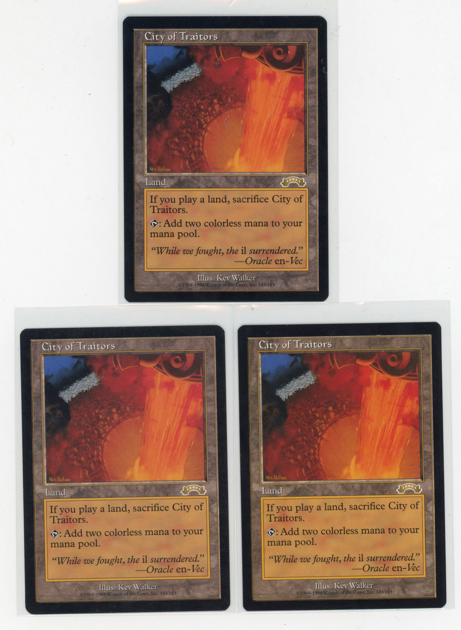 X3 City of Traitors - Exodus (EX+/NM): This lot features three copies of City of Traitors from Exodus, in Excellent+ to Near Mint condition.