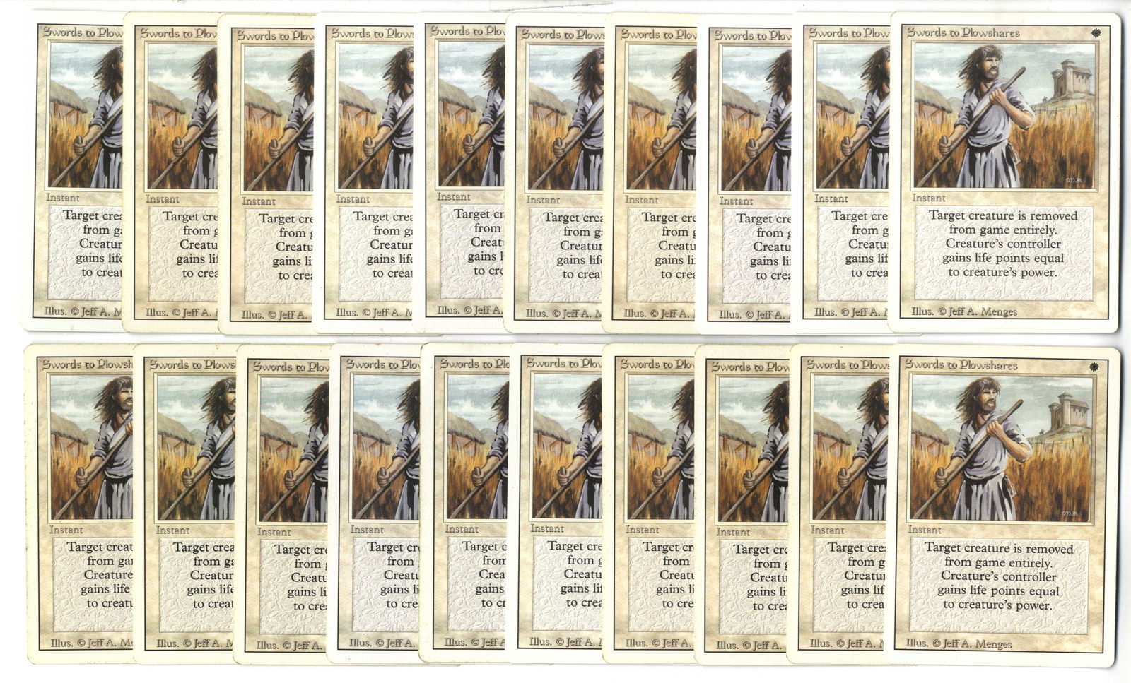 X20 Swords to Plowshares - Revised: X20 copies of Swords to Plowshares from Revised mostly around Good/Excellent conditions with some exceptions.