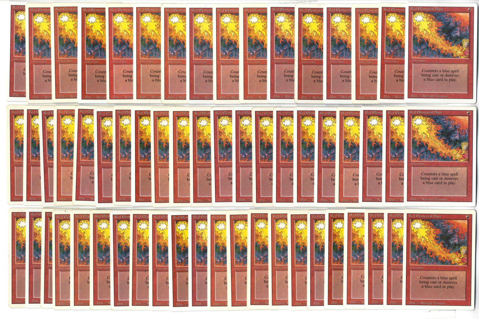 X64 Red Elemental Blast - Revised: X64 copies of Red Elemental Blast from Revised, mostly around the Good/Excellent conditions with some exceptions.