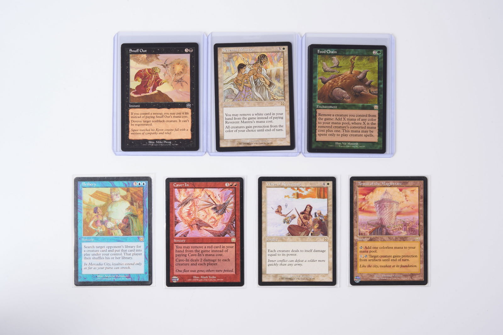 Mercadian Masques Partially Completed Set: A partially completed set of Mercadian Masques. Only missing 24 cards. Majority of cards in Good (GD), Excellent (EX) or Near Mint (NM) condition.Highlights include: Rishadan Port, Food Chain, Reveren