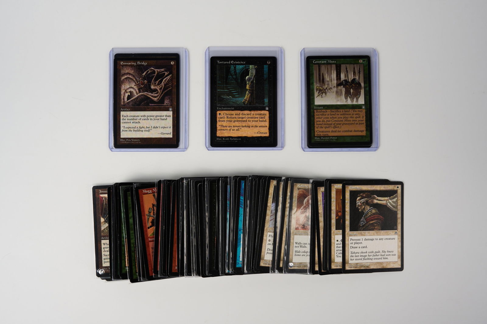 Stronghold - Partially Completed Set: Partially complete set of Stronghold, only 19 cards missing. Majority of cards in Good (GD) and Excellent (EX) condition.Highlights include: Sliver Queen (EX+, minor ding in BR corner but otherwise lo