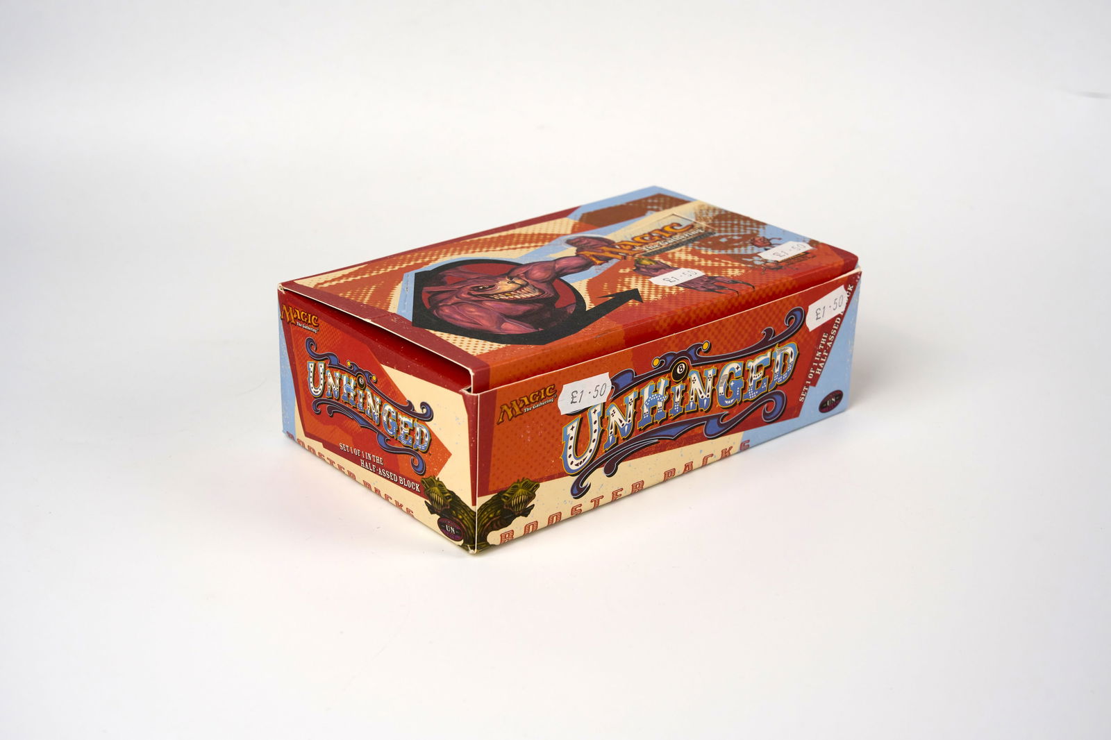 X23 Unhinged Booster Packs: This lot features x23 sealed Unhinged booster packs and their original cardboard box. The packs are in perfect condition, with some of the original price stickers still present. This lot is perfect fo