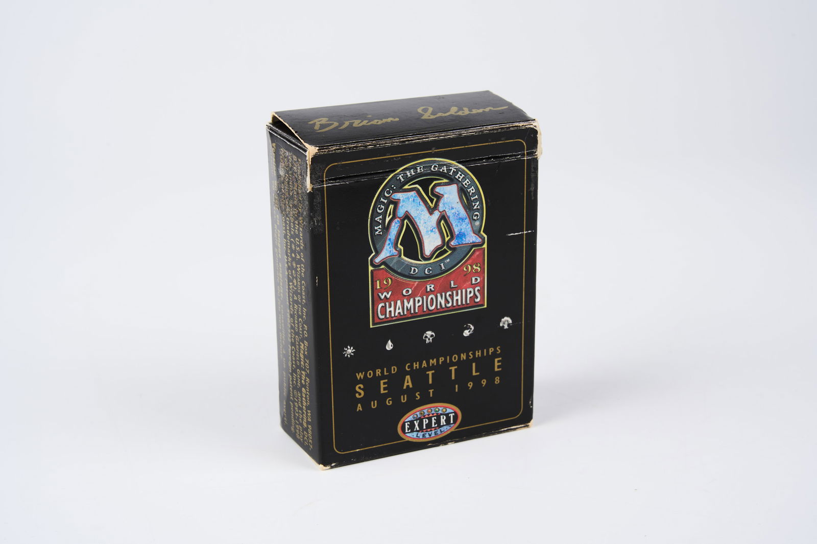 WCD 1998: Brian Selden Deck: This lot contains Brian Seldens 1998 World Championship deck. Each card has a golden border and unique back that commemorates the event. The cards are mostly in Excellent (EX) condition. Also included