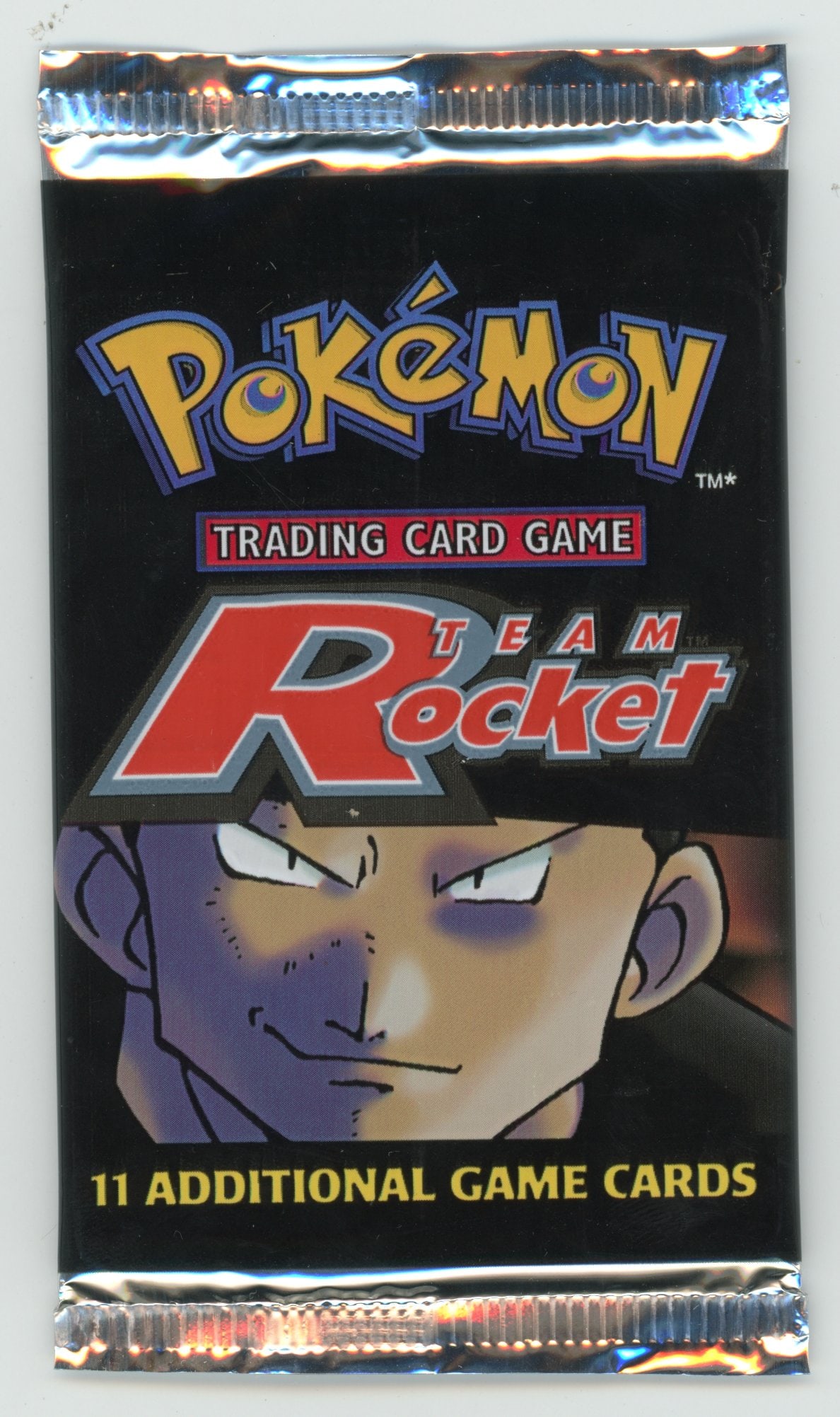 Team Rocket Booster Pack (Giovanni) - Unweighed: This Team Rocket booster pack features artwork of Giovanni. The pack is unweighed and in excellent condition, showing no signs of age or wear.