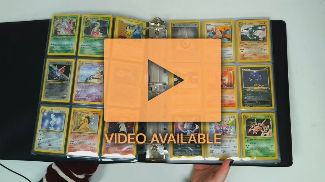 Complete 1st Ed Neo Genesis Set 111/111 - 1st Edition Near Mint: What do you get: A complete 1st Edition Neo Genesis expansion, all 111 cards are from the original 1st print wave and have the coveted ‘1st’ Edition symbol. The overall condition and quality of th