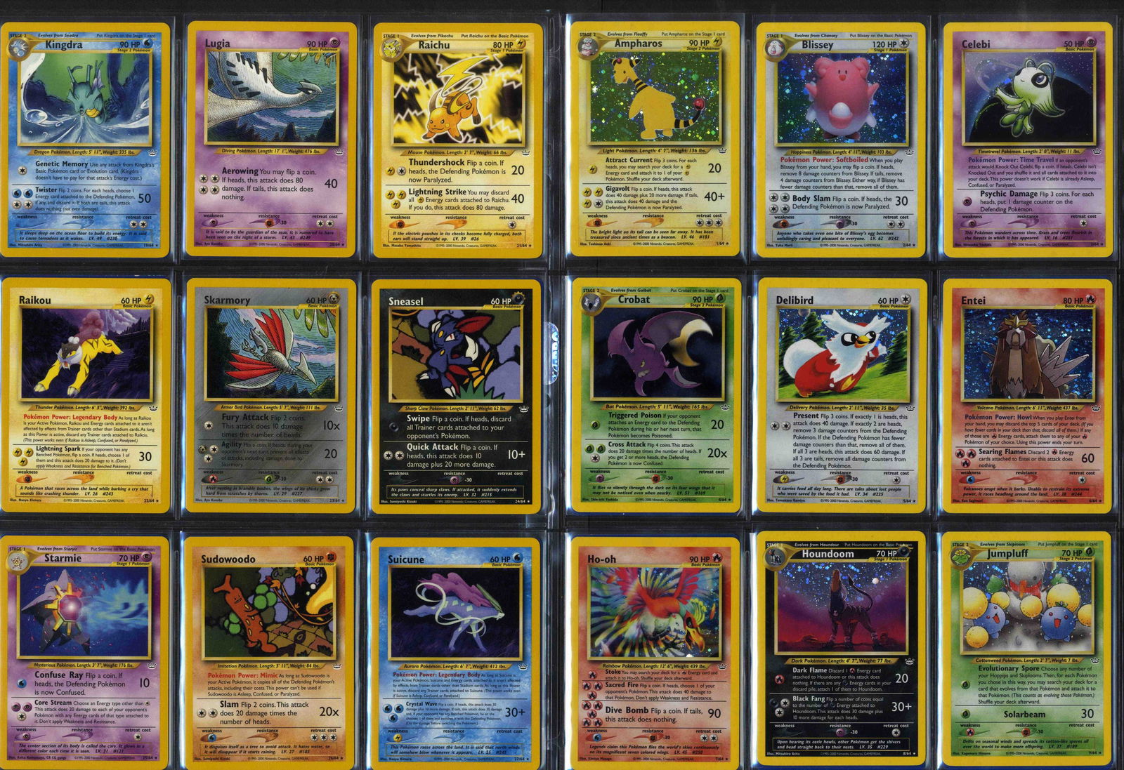 Complete Neo Revelation Set - Shinings included - 66/64 - Unlimited: What do you get:A complete Neo Revelation expansion, this includes the coveted Shining Magikarp and Shining Gyarados. All cards are in Near Mint condition. The cards are in set order and presented in