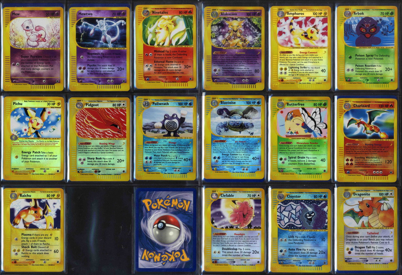 Reverse Expedition Set #149/165 Near Mint: What do you get:A near mint, near complete Reverse holo Expedition Base Set. You are bidding on a set that contains 149 cards from the 165 card set. A lot of the heavy hitters are here, the three Char