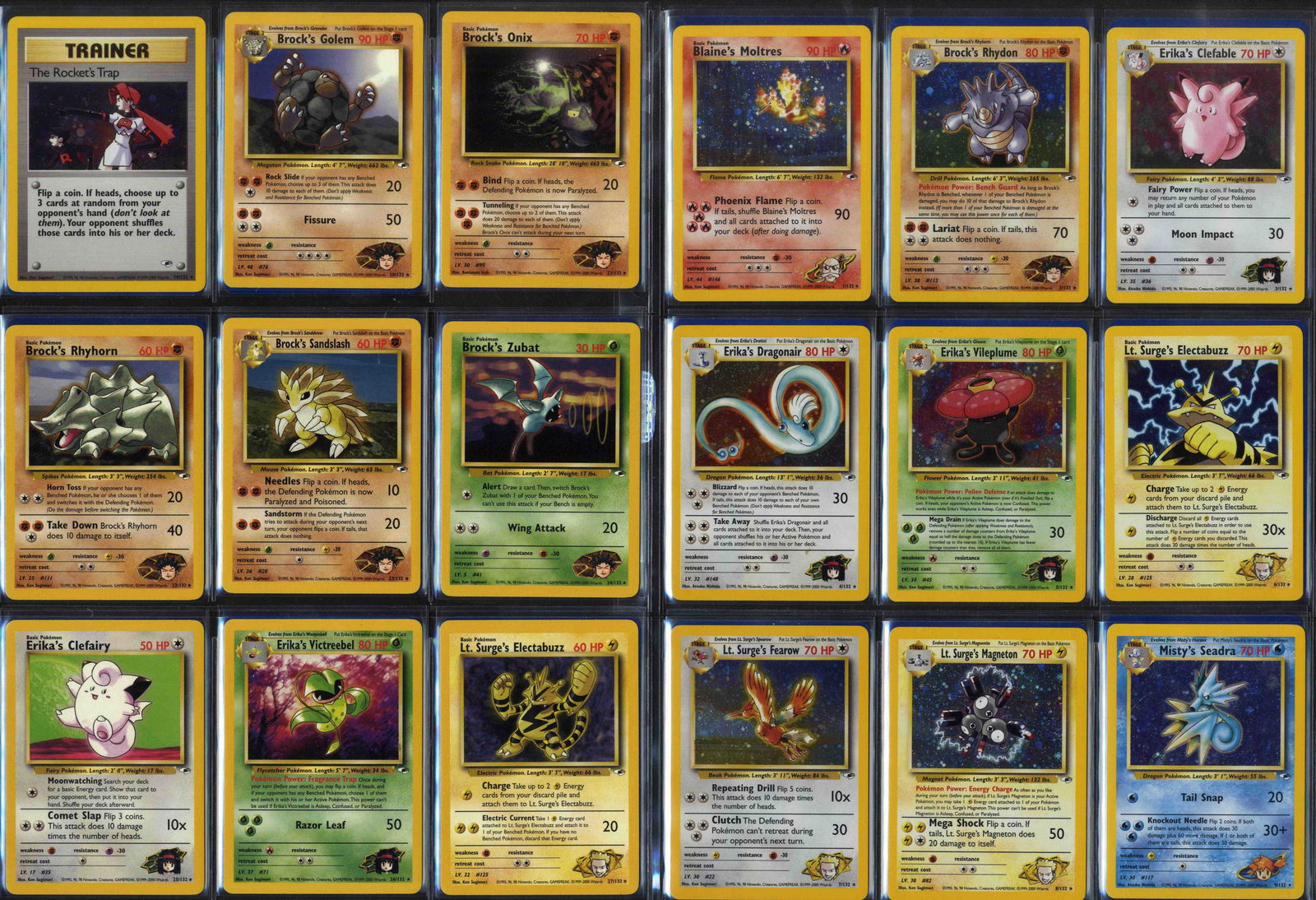 Complete Gym Heroes Set - 132/132 Unlimited: What do you get:A complete Gym Heroes Unlimited expansion. The vast majority of cards in this collection are in Near Mint condition. The cards are in set order and presented in Ultra Pro 9 pocket slee