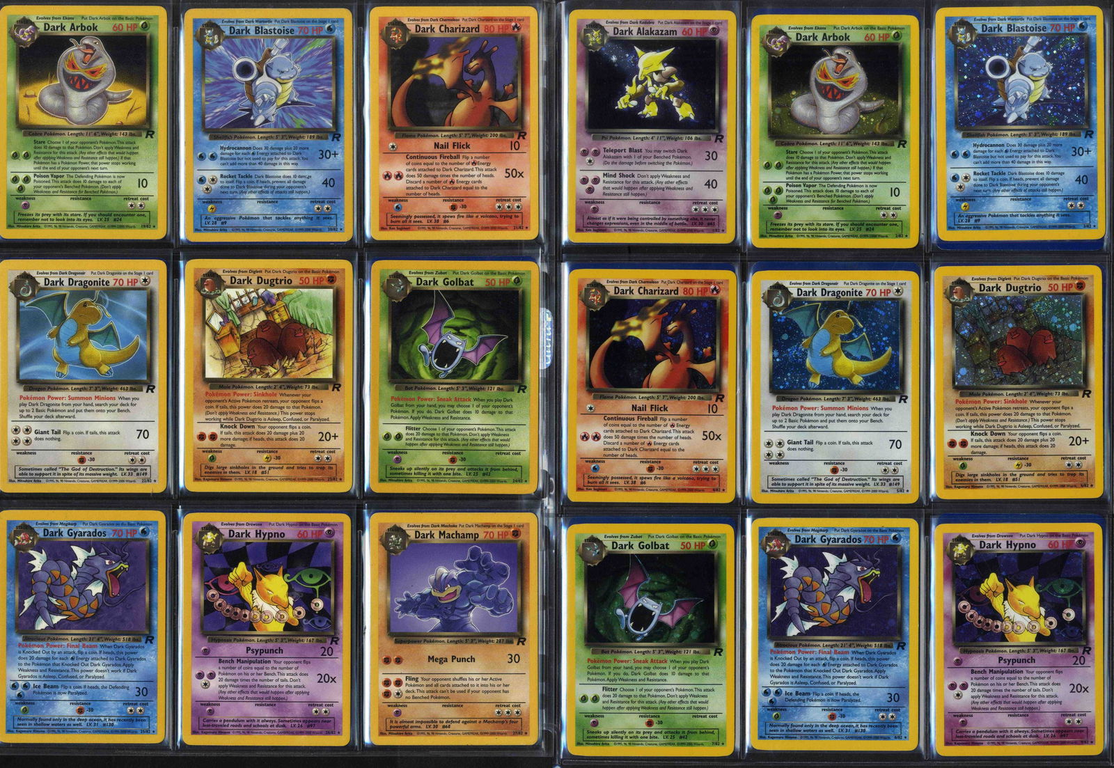 Complete Team Rocket Set - 83/82 Unlimited: What do you get:A complete Team Rocket expansion, including the first ever Secret Rare - Dark Raichu. This is a full unlimited set and all cards are in Excellent to Near Mint condition. The cards are