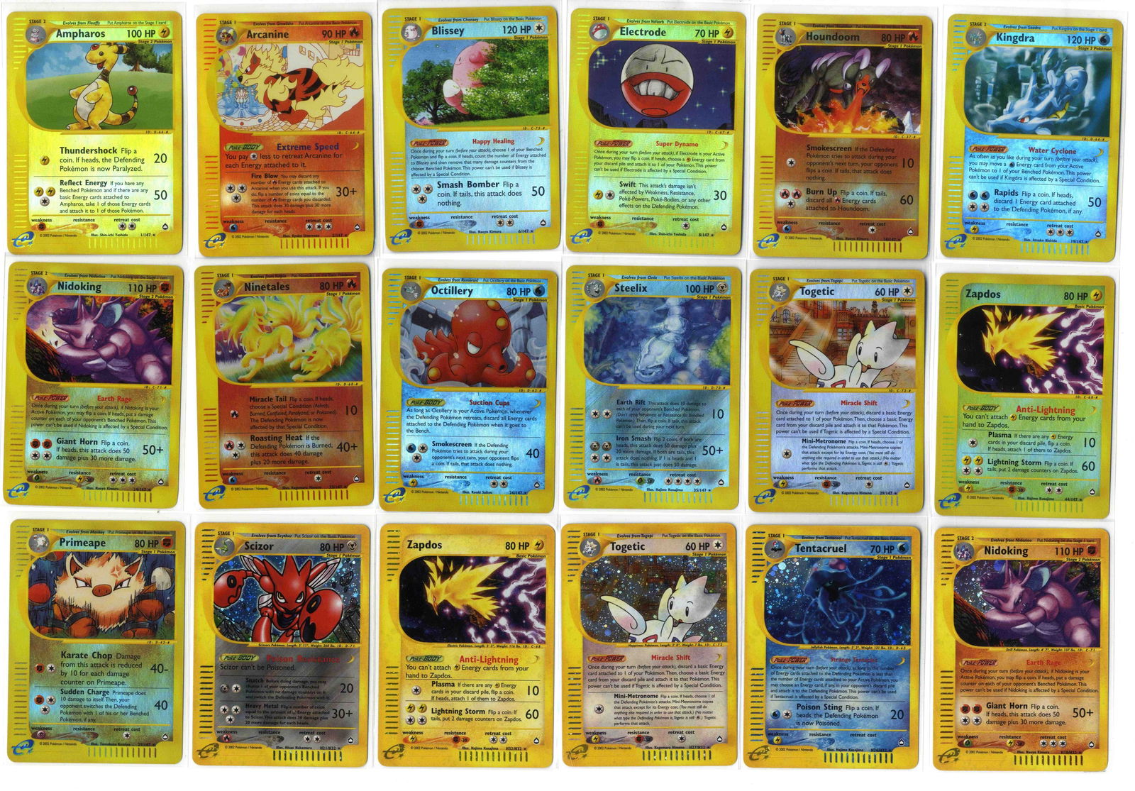 Aquapolis Collection: What do you get: A partially complete Master Set of Aquapolis, the penultimate set from the WOTC era. From the main set this collection features 119 cards from the 147 card set. The three crystals are