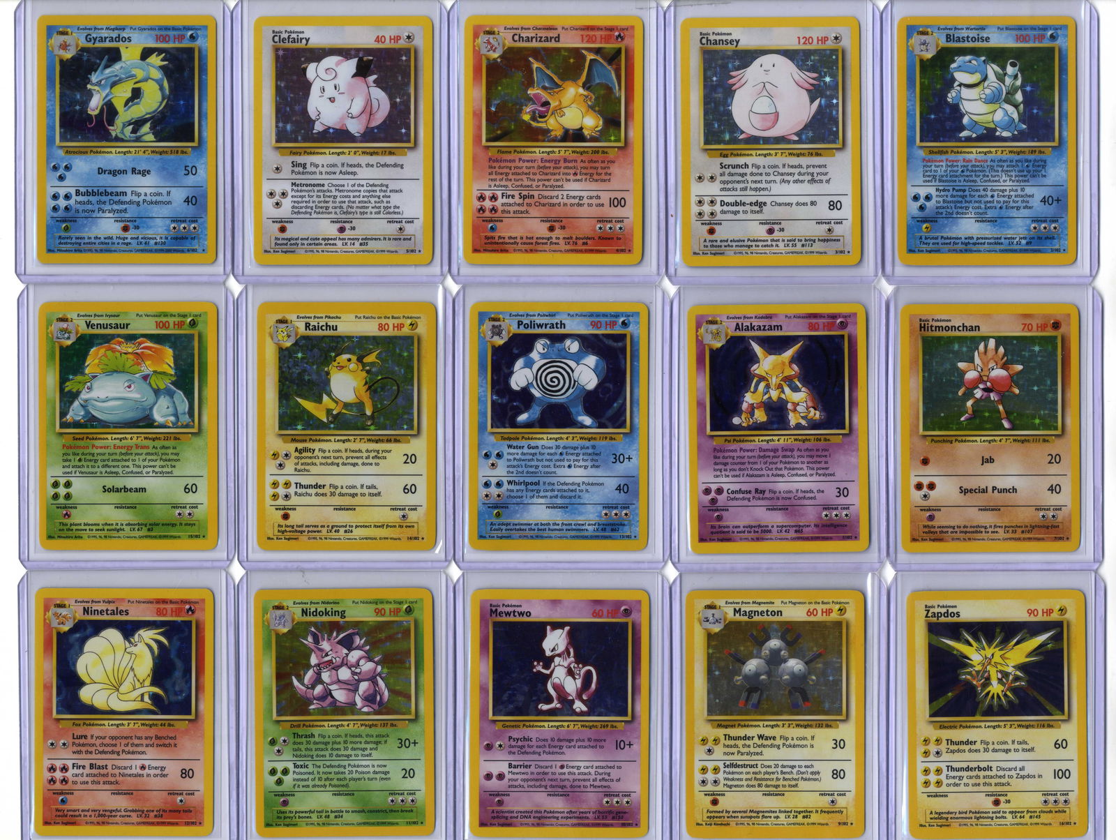 Base Set - Unlimited & 4th Print - All Holos + Partial Set: This set features all holos (no Machamp) and a bundle of the remaining cards from the base set.The holos in this bundle are all between very light play and near mint condition with the only visible im