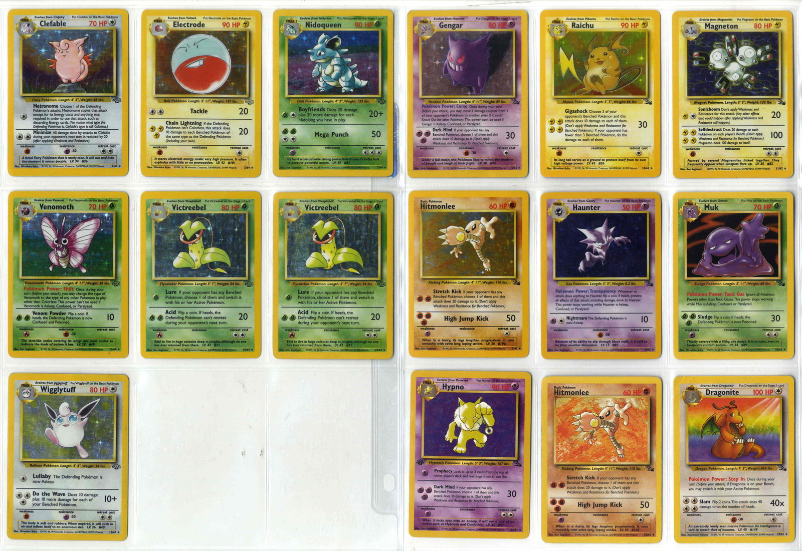 Jungle // Fossil // Team Rocket // Black Star Promo Collection: This lot features partially complete sets of Jungle and Fossil, as well as some Team Rocket cards and x3 Black Star Promos. The majority of cards fall around the Light Play to Moderate Play conditions