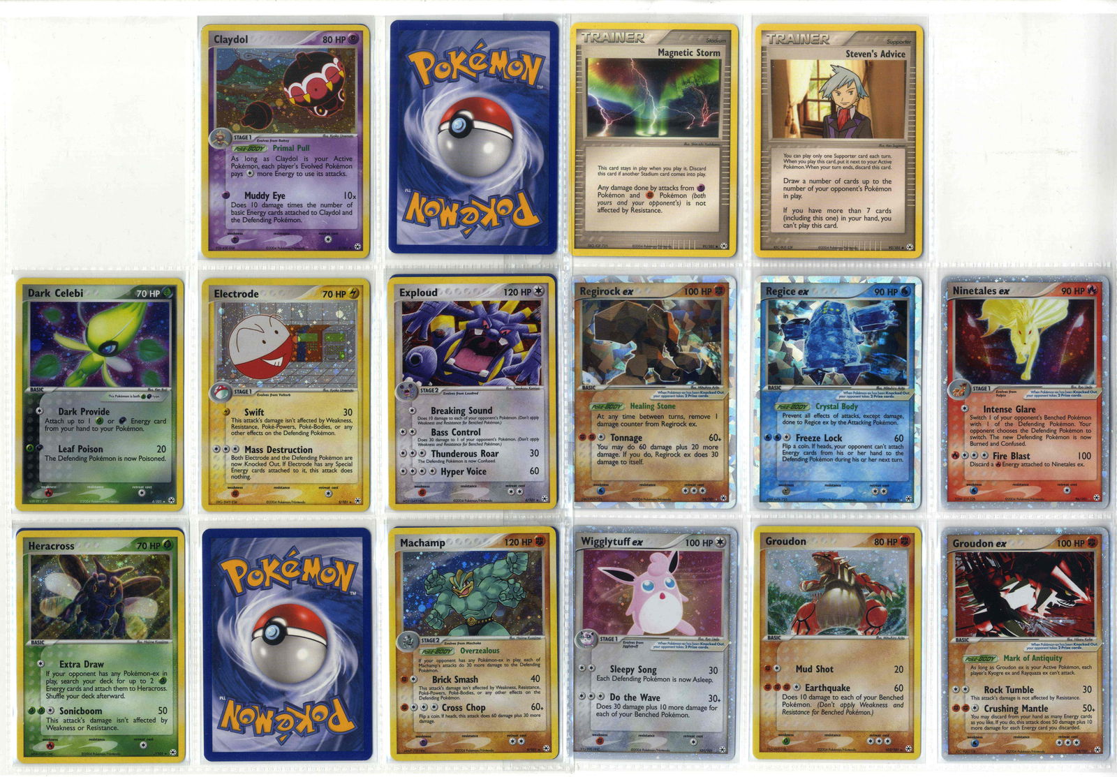 EX Hidden Legends Partially Complete Master Set: What do you get: A partially complete master set of Ex Hidden Legends - the highlight of the set is the secret rare Groudon #102 and five of the ‘ex’ Pokémon: Regirock ex, Regice ex, Ninetales ex