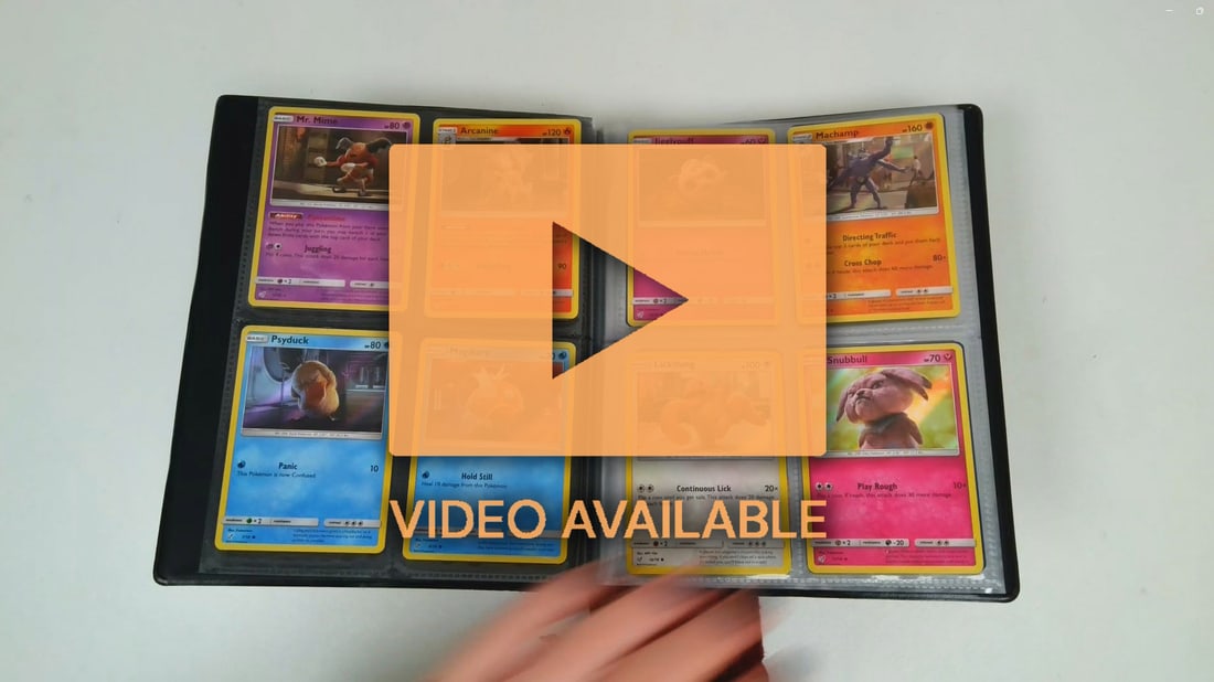 Detective Pikachu Move Collection 14/18 + Promos: This lot features a near-complete set of Detective Pikachu cards, stored in a matching officail 4-Pocket binder. The cards are in NM condition. Highlights include the Pikachu SM194, Charizard GX SM195