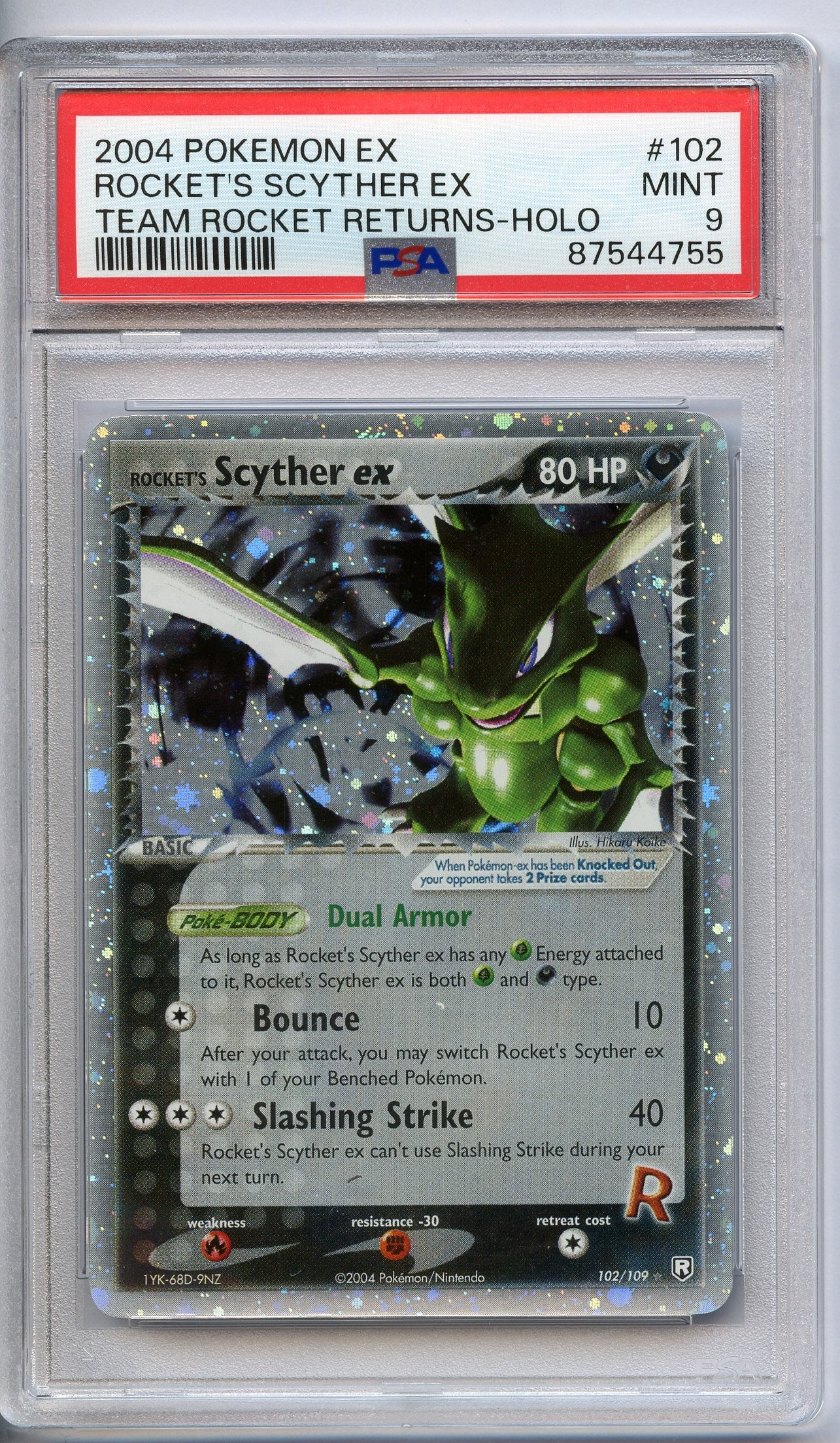 PSA 9 Rocket's Scyther ex Holo #102 - Team Rocket Returns 2004 (1 of 2)