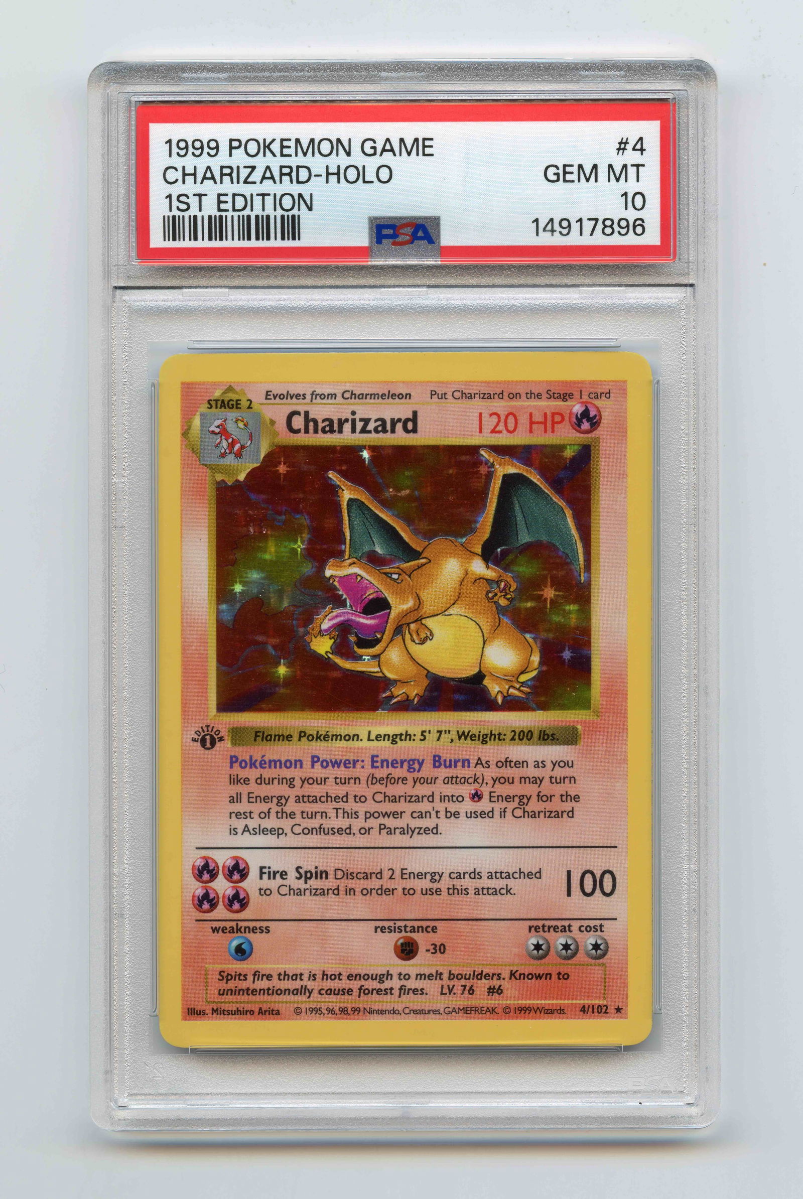 PSA 10 Charizard 1st Edition Base Set Shadowless #4 Holo 1999 - Gem Mint 10 (1 of 2)
