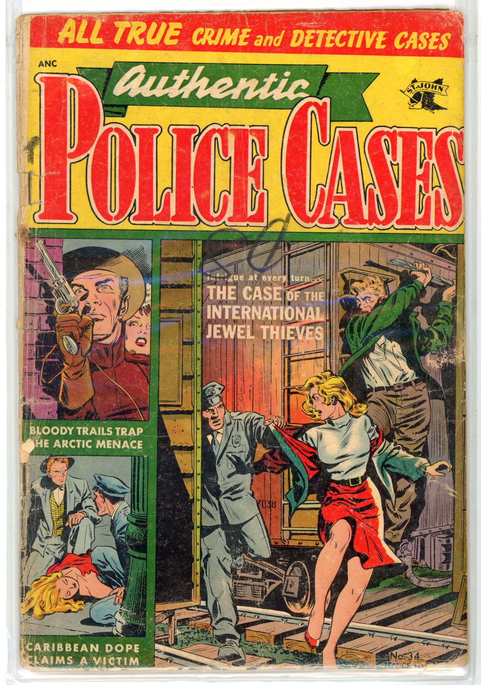Authentic Police Cases #34 (St. John, 1954): Authentic Police Cases #34 (St. John, 1954).Cover art by Matt Baker.Condition is G.