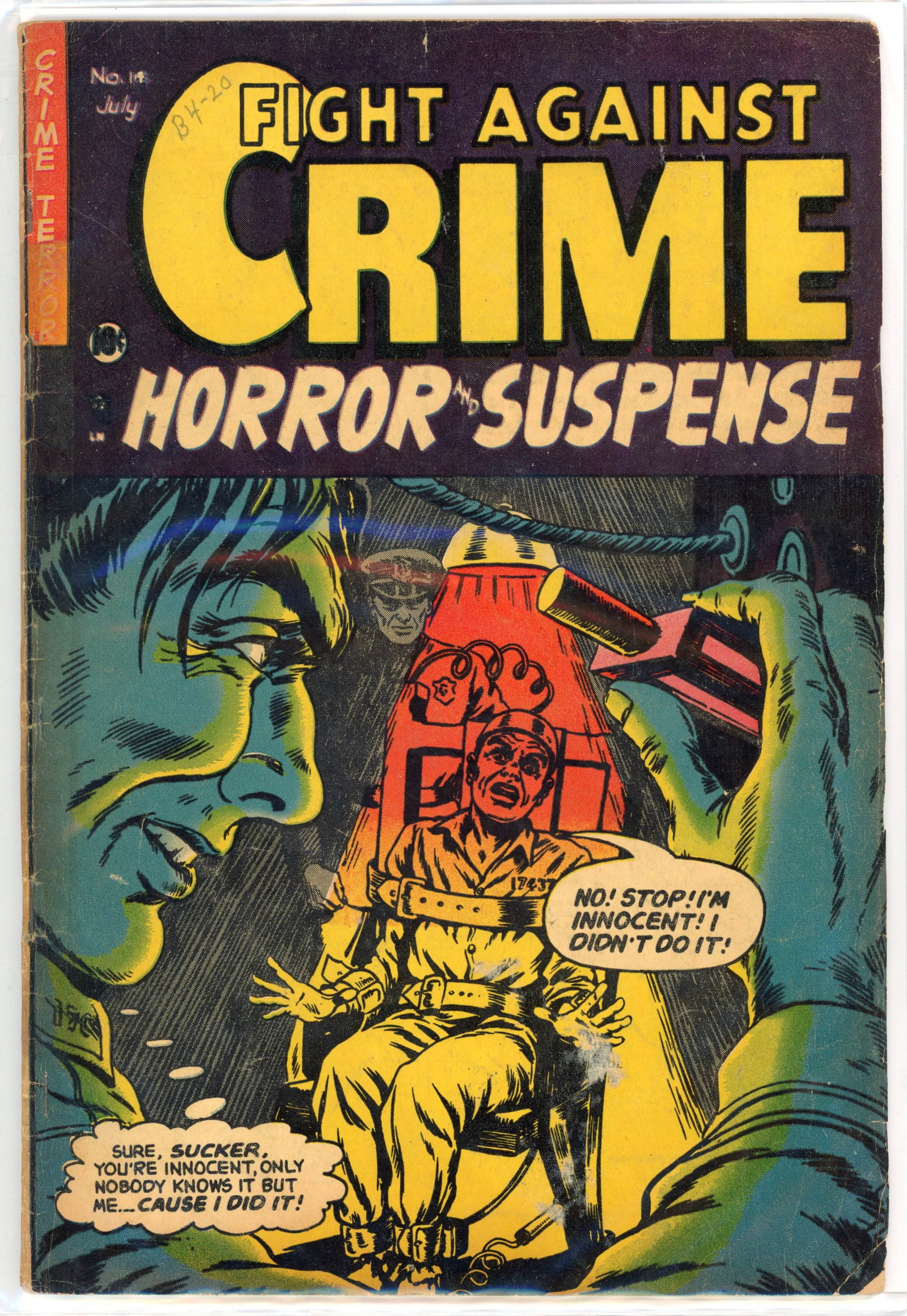 Fight Against Crime #14 (Story Comics, 1953) Electrocution cover: Fight Against Crime #14 (Story Comics, 1953).Electrocution cover by Ross Andru.Condition is VG. Staples a