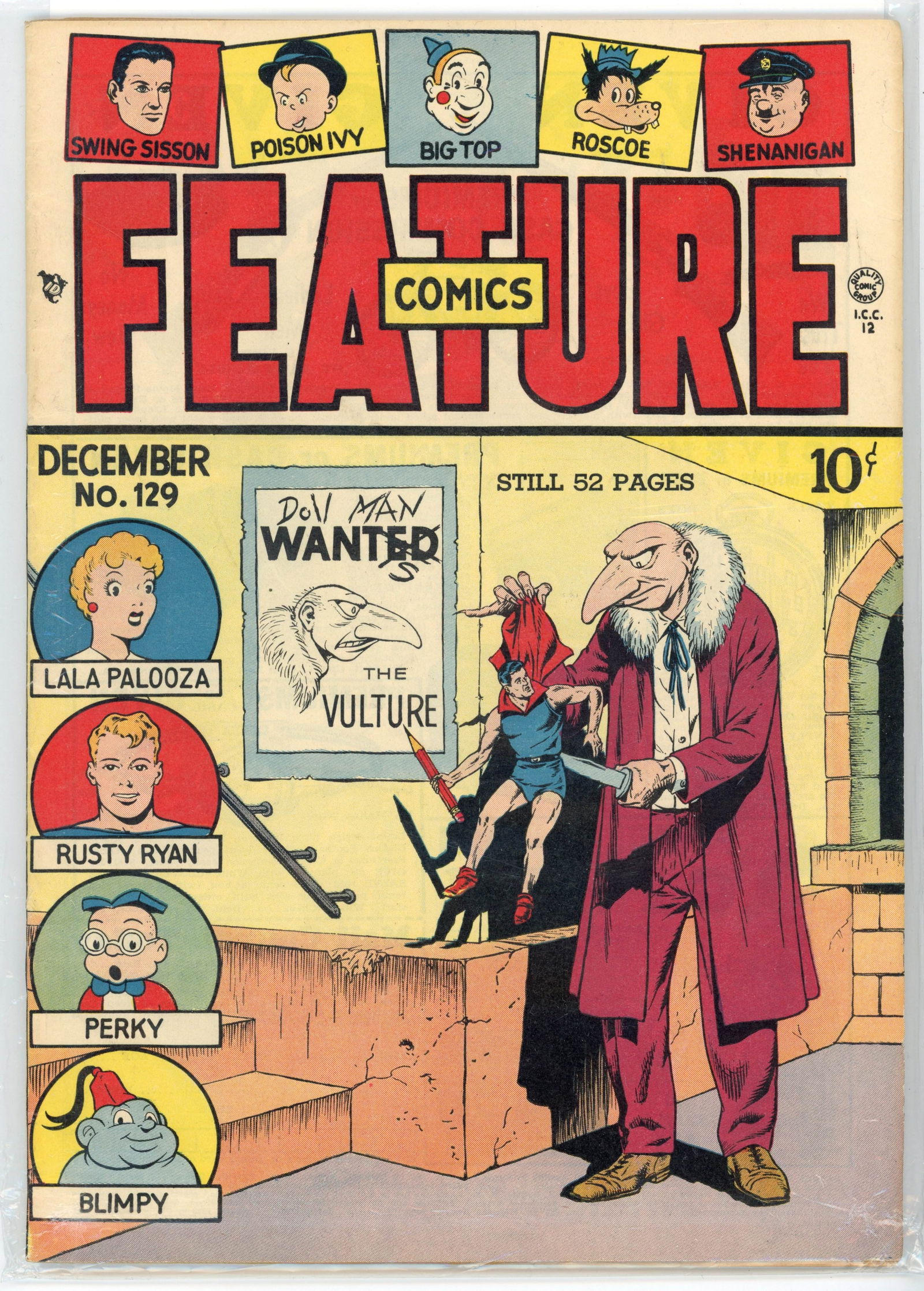 Feature Comics #129 (Quality Comics, 1948): Feature Comics #129 (Quality Comics, 1948).Cover and interior pencils by Jack Spranger