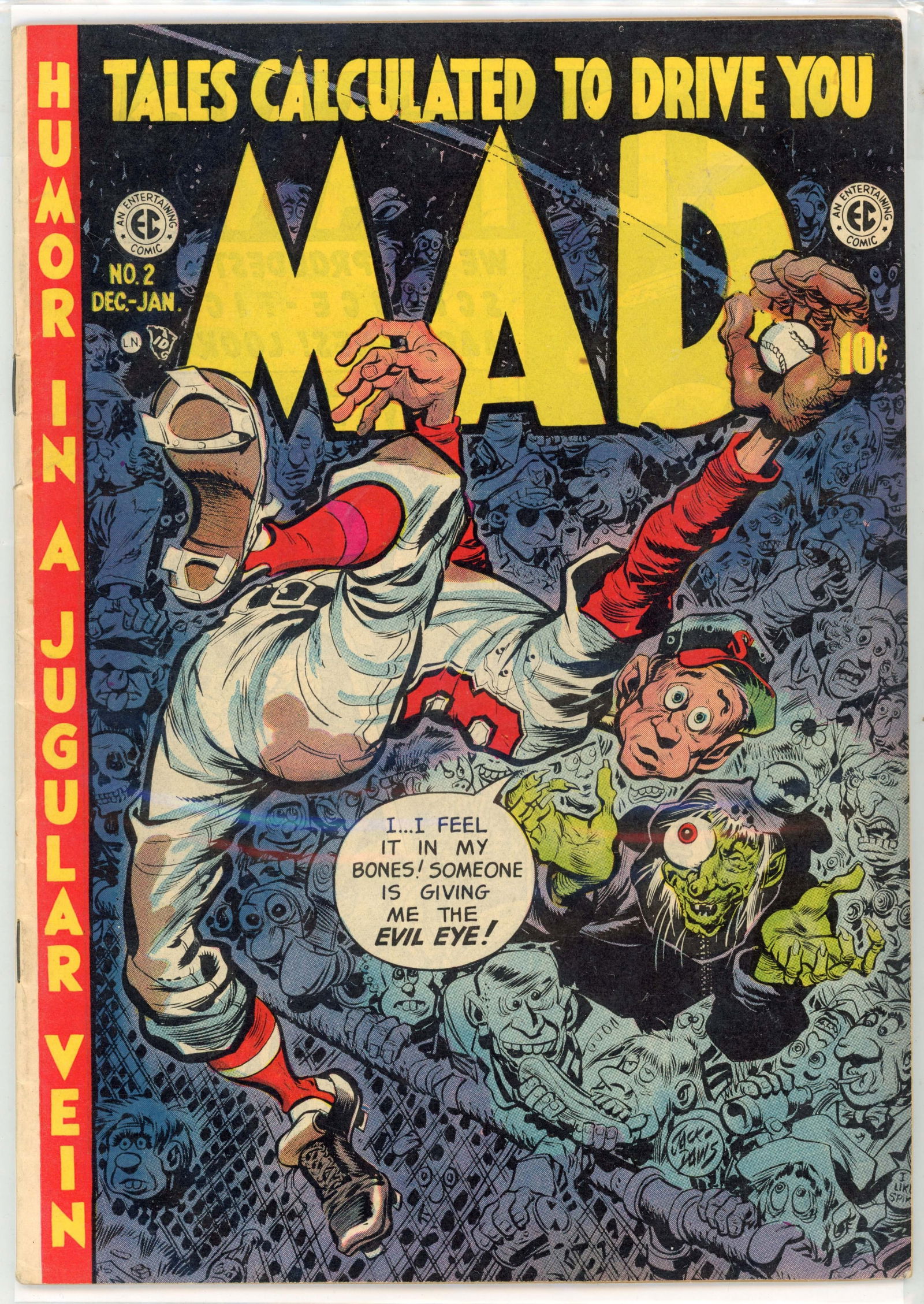 Mad #2 (EC, 1952) Tarzan of the Apes parody: Mad #2 (EC, 1952). Tarzan of the Apes parody. Cover artist Jack Davies. Story by Harvey Kurtzman. Condition is VG. Light soiling back, more severe towards spine. Small tear right back centre. Light ta