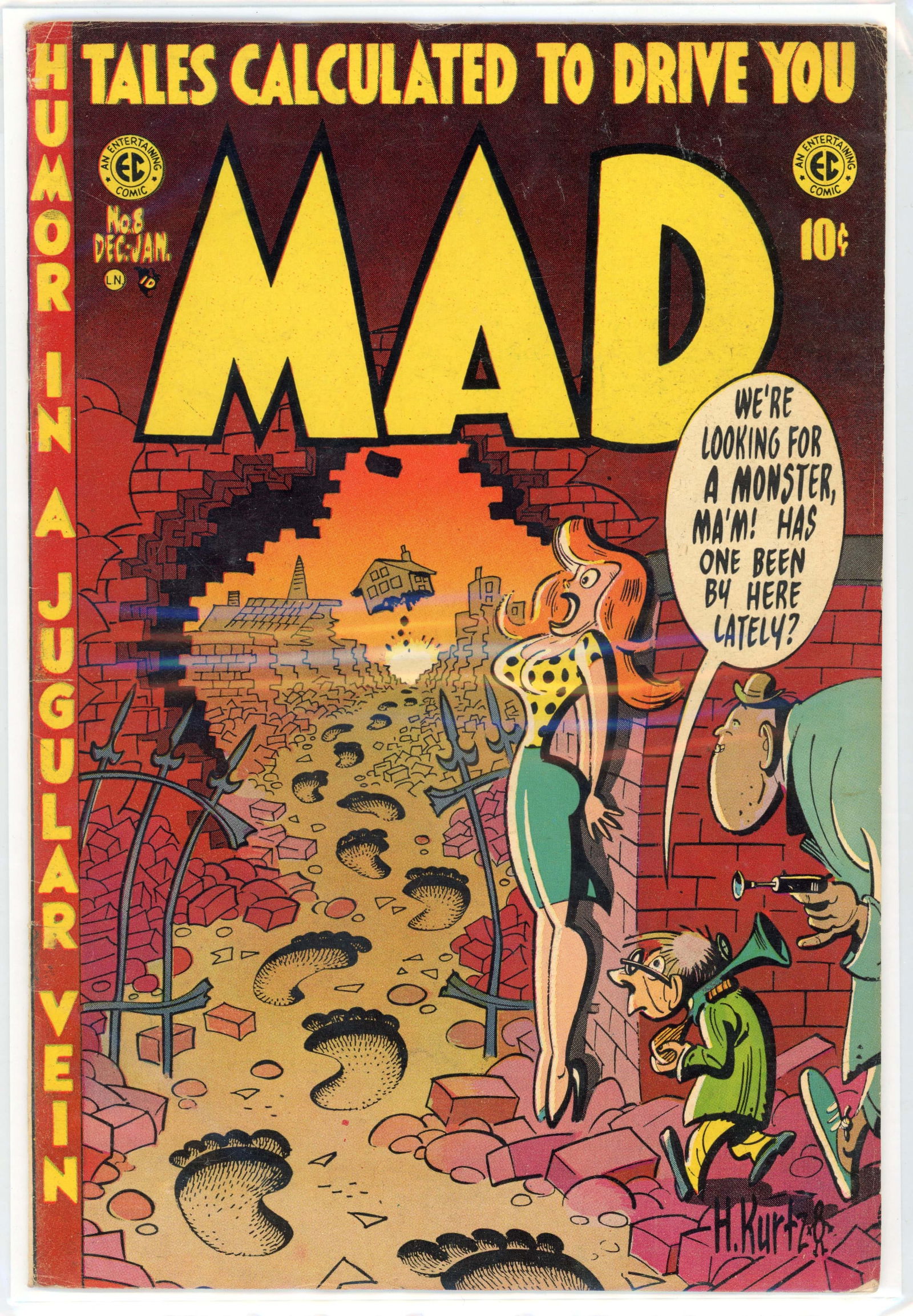 Mad #8 (EC, 1953) Batman and Robin parody: Mad #8 (EC, 1953). Batman and Robin parody with art by Wally Wood. Lone Ranger and Frankenstein parodies. Cover art by Harvey Kurtzman. Interior art by Kurtzman, Jack Davies, Bill Elder and Joe Orland