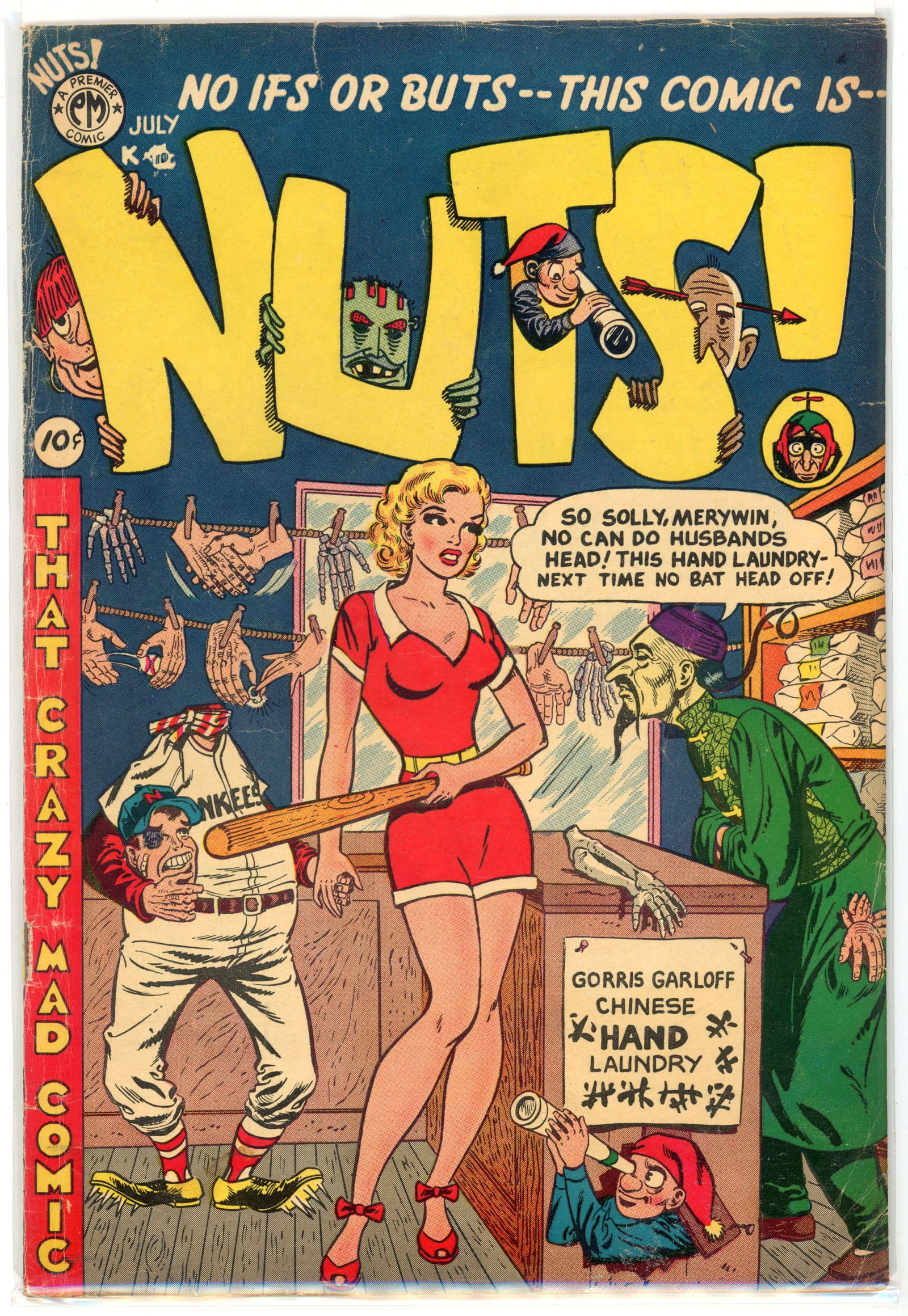 Nuts! #3 (Premier Magazines, 1954) Marilyn Monroe and Joe DiMaggio cover: Nuts! #3 (Premier Magazines, 1954). Marilyn Monroe and Joe DiMaggio cover. Art by Hy Fleishman