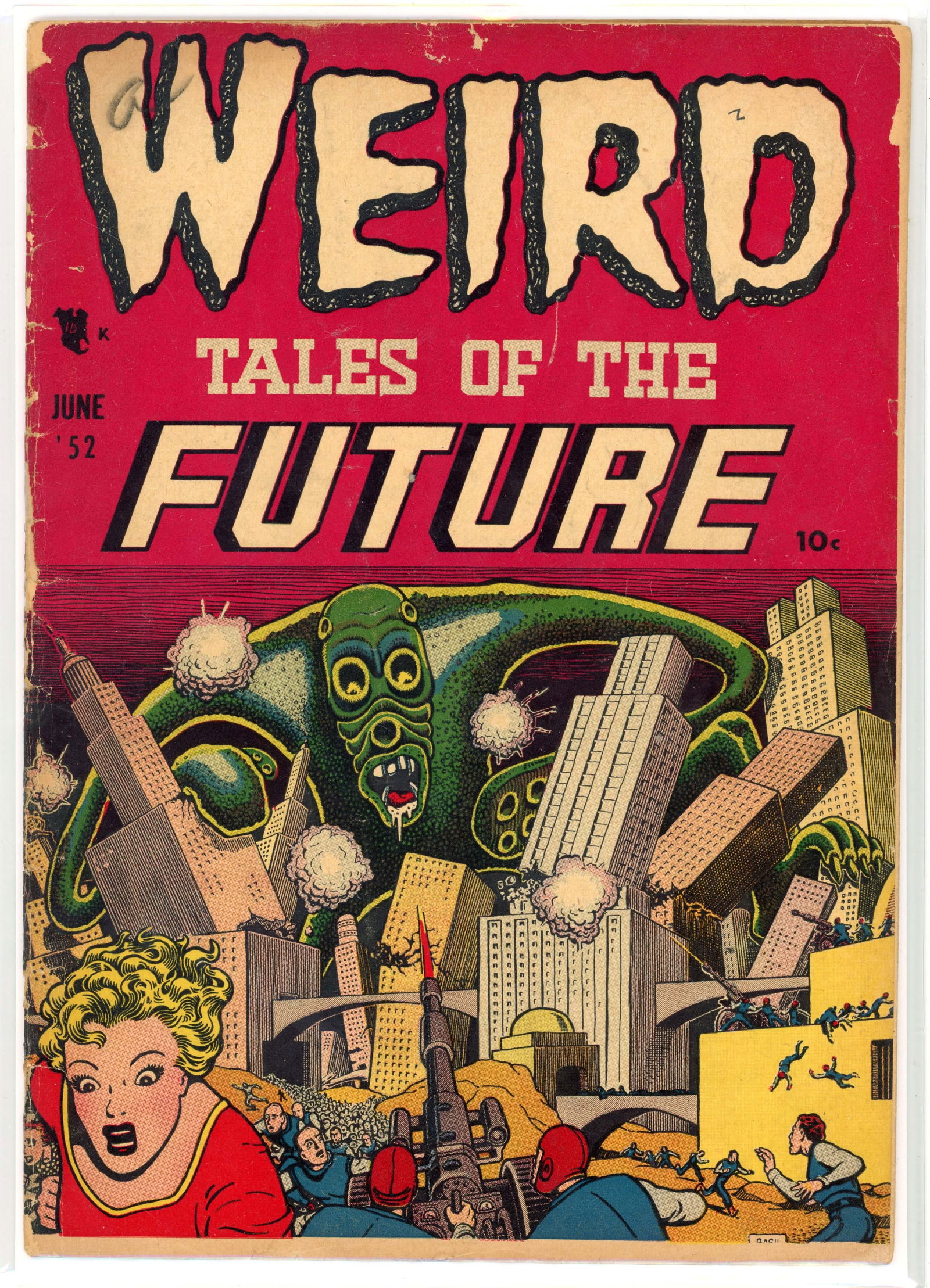 Weird Tales Of The Future #2 (Aragon, 1952) Classic cover: Weird Tales Of The Future #2 (Aragon, 1952). The first issue including Wolverton satirical comic strip Jumpin Juniper'.The cover was used on the cover of Gerber's Photo Journal, volume one.Cover and i