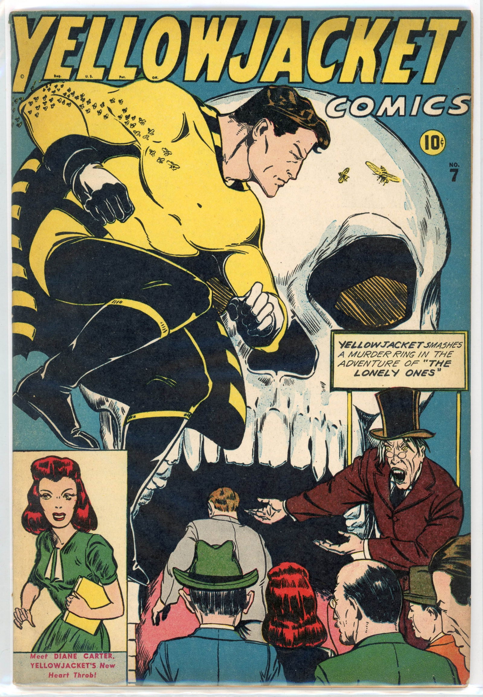 Yellowjacket Comics #7 (Charlton, 1946) CGC 6.0: Yellowjacket Comics #7 (Charlton, 1946).Classic skull cover by Ken Battlefield.