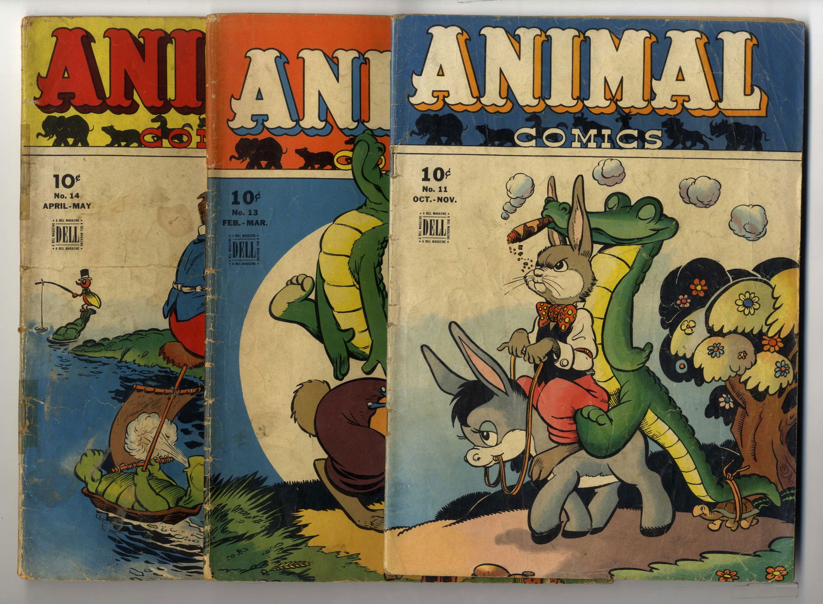 Animal Comics (Dell, 1944-1948) Bundle of 16 issues: Animal Comics (Dell, 1944-1948). Bundle of 16 issues. Cover art by Walter Kelley. Bundle includes#11 (VG), #13 (VG), #14 (GD, detached from staples), #15 (VG), #16 (VG), #17 (GD, detached from staples