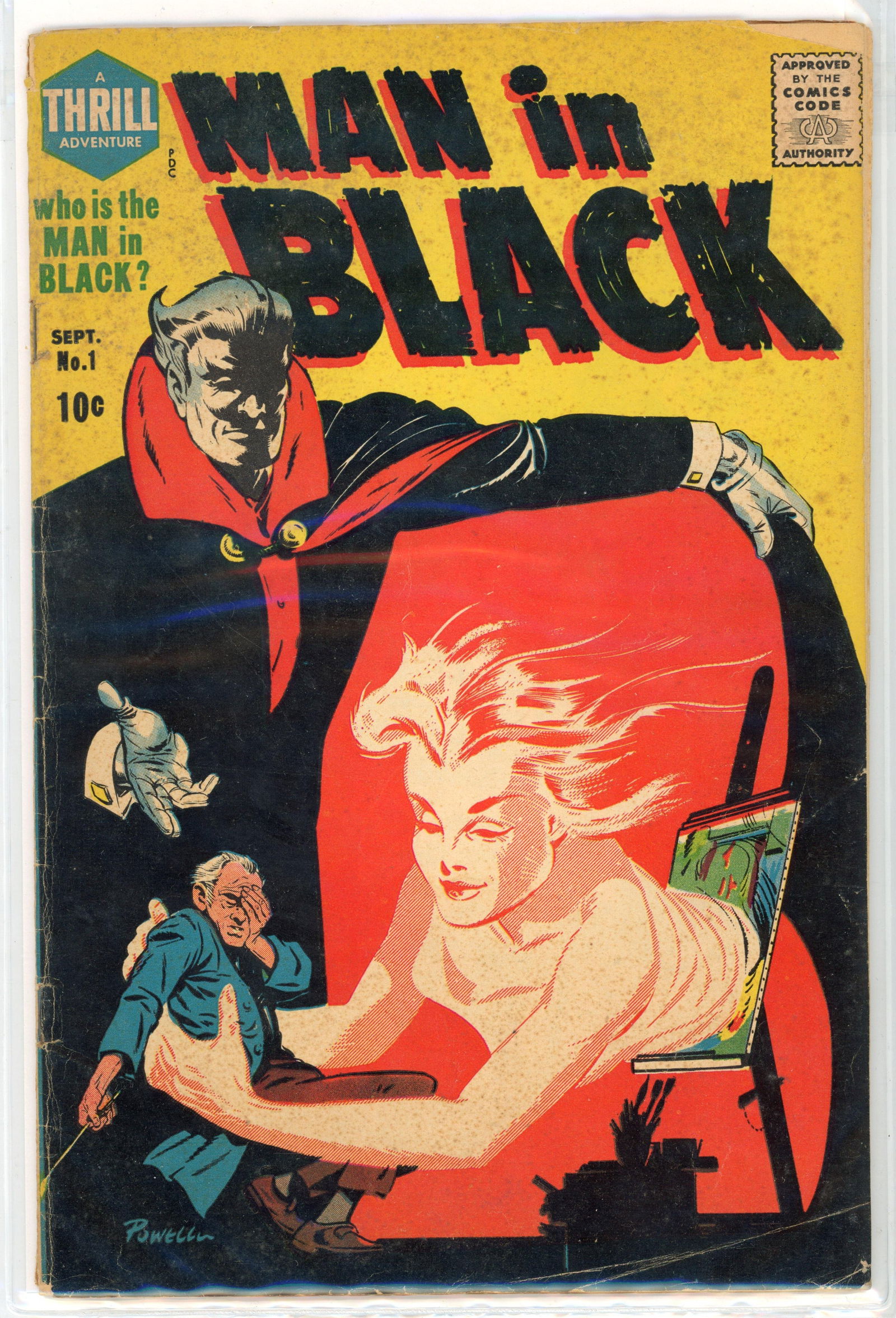 Man in Black #1, #2 and #3 (Harvey, 1957-58): Man in Black #1, #2 and #3 (Harvey, 1957-58). Art by Bob Powel