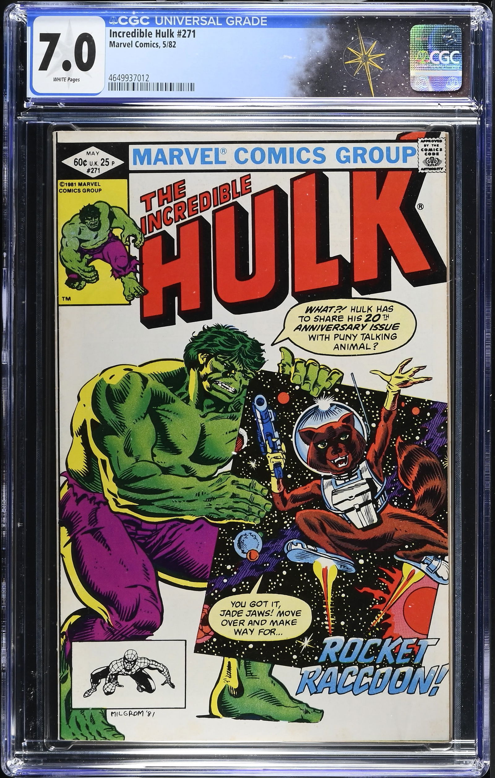 Incredible Hulk #271 (Marvel Comics, 1982) CGC 7.0 - First Cover Appearance of Rocket Raccoon (1 of 2)