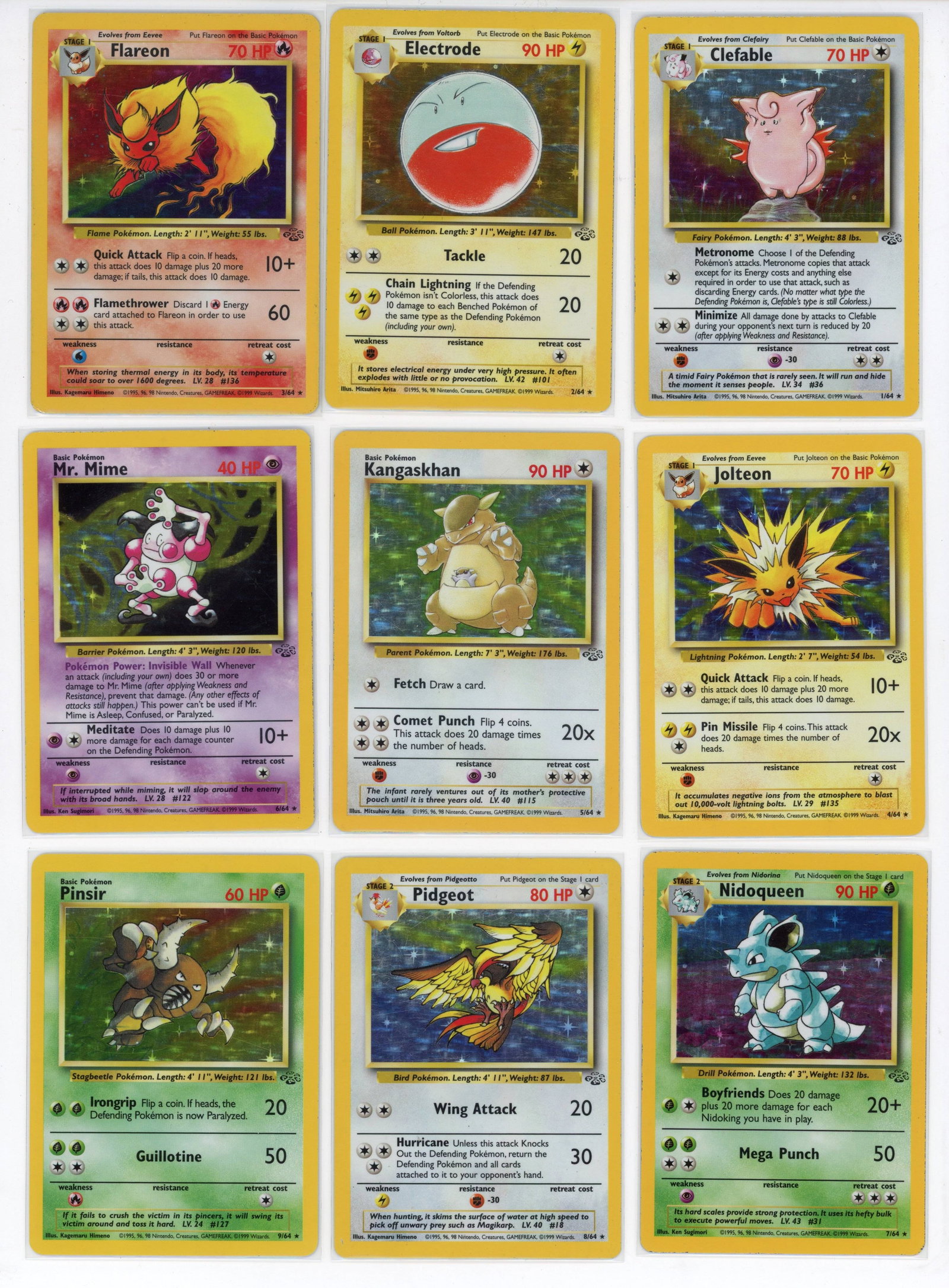 Complete Jungle Set - 64/64 - Unlimited 1999: What do you get:A complete Jungle expansion all in Unlimited print. This is the definition of a childhood collection with varied conditions, some cards are near mint while other can be poor.The cards 