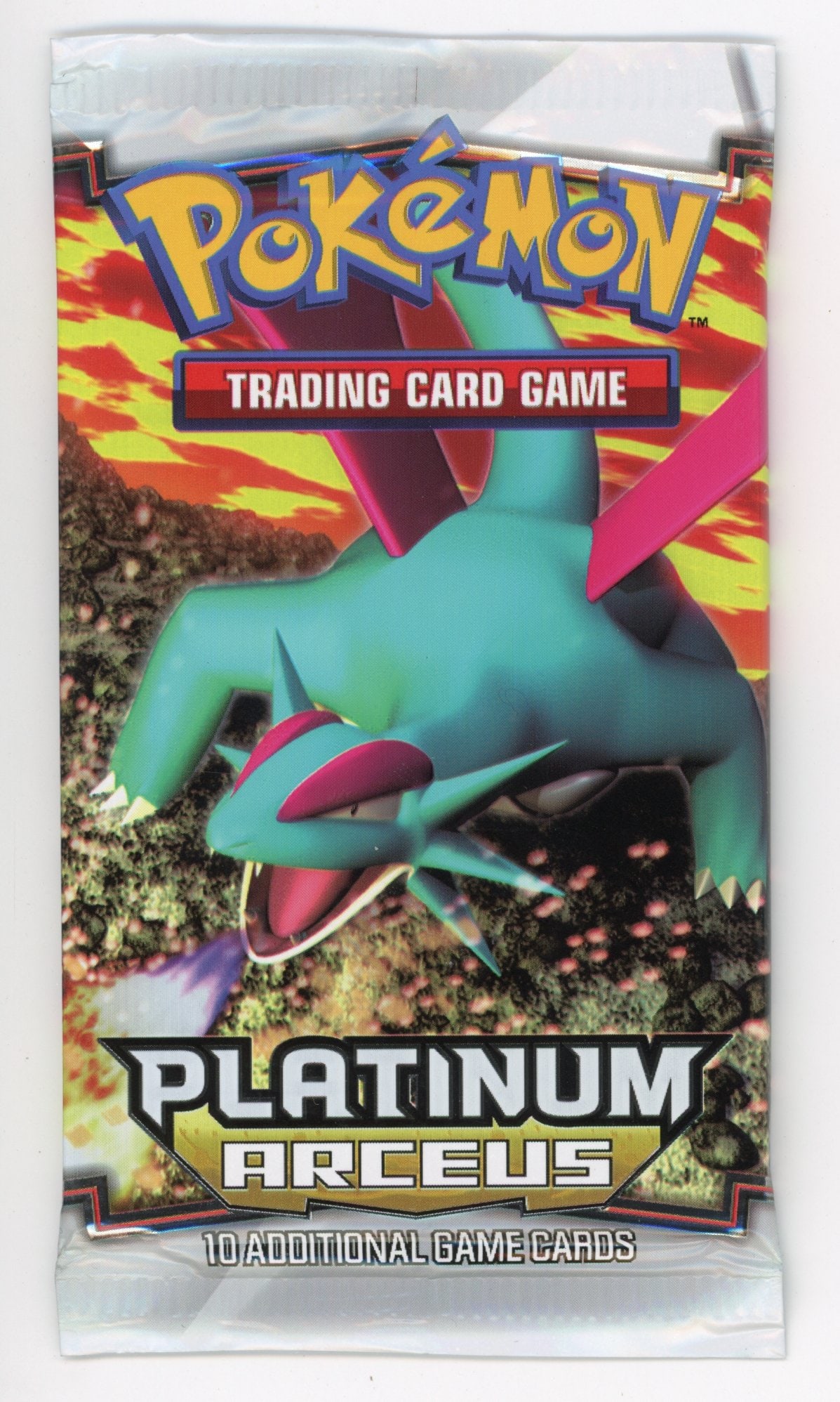 Platinum Arceus - Sealed Booster Pack: One sealed booster of Platinum Arceus featuring the Salamence artwork, released in 2009.