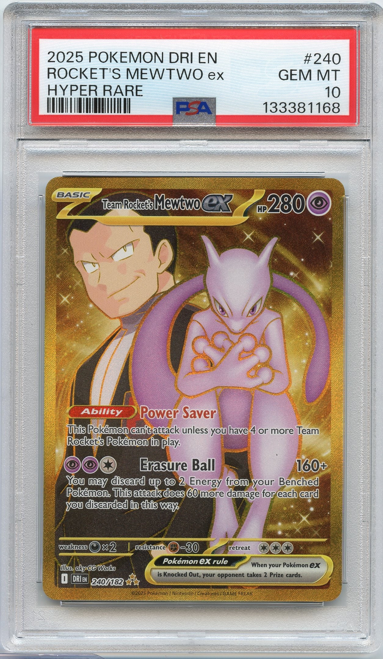 PSA 10 Team Rocket's Mewtwo #240 Hyper Rare Destined Rivals (1 of 2)