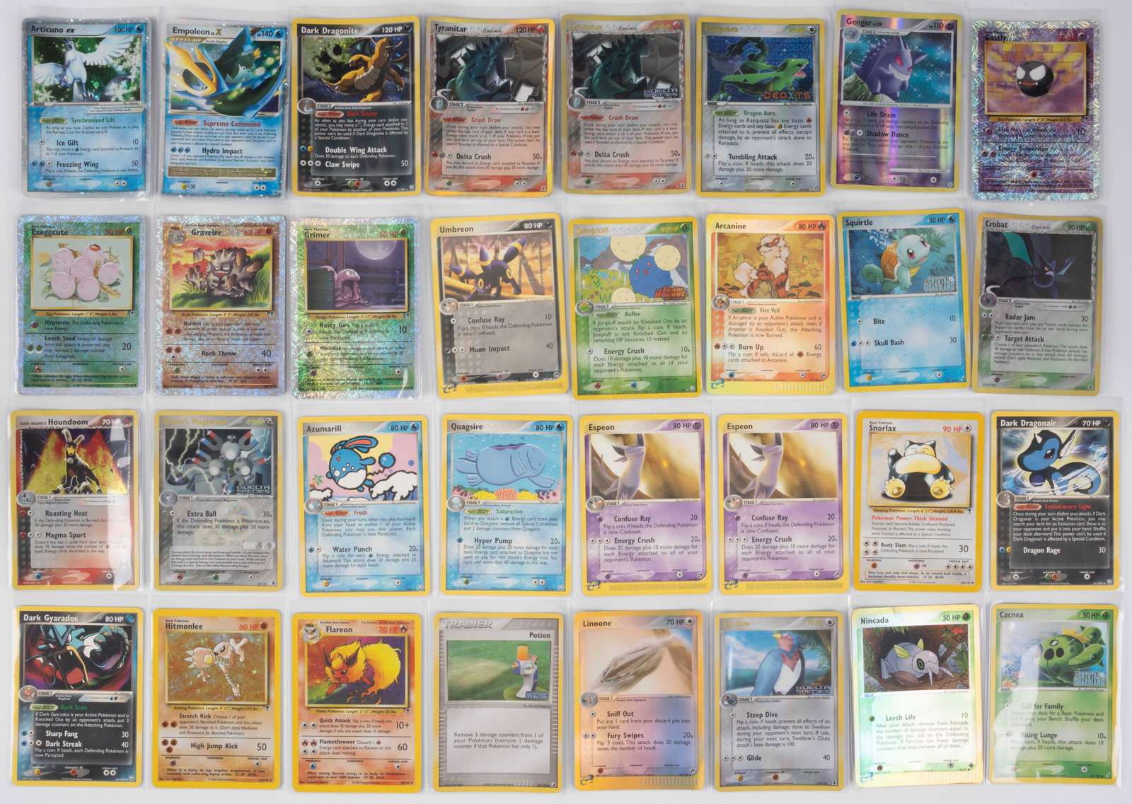 Mixed Childhood Collection - EX Era, WOTC, Diamond & Pearl, Legendary Collection etc.: This mixed collection is filled with classic holos, EX/Lvl/ X cards, reverse holos, and more from the 2000s eras.Highlights from the collection include:Empoleon LV/ X #DP11 LP, Articuno ex #32 Promo M