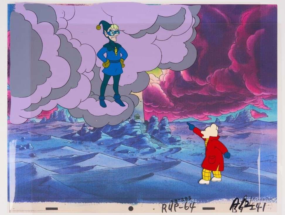 Rupert The Bear Animated Series Original Hand Painted Multi Layer Production Cels (Nelvana,: Rupert The Bear Animated Series Original Hand Painted Multi Layer Production Cels (Nelvana, 1991-1997).Original animation cels of Rupert The Bear and Billy Blizzard with a reproduction background. Fro